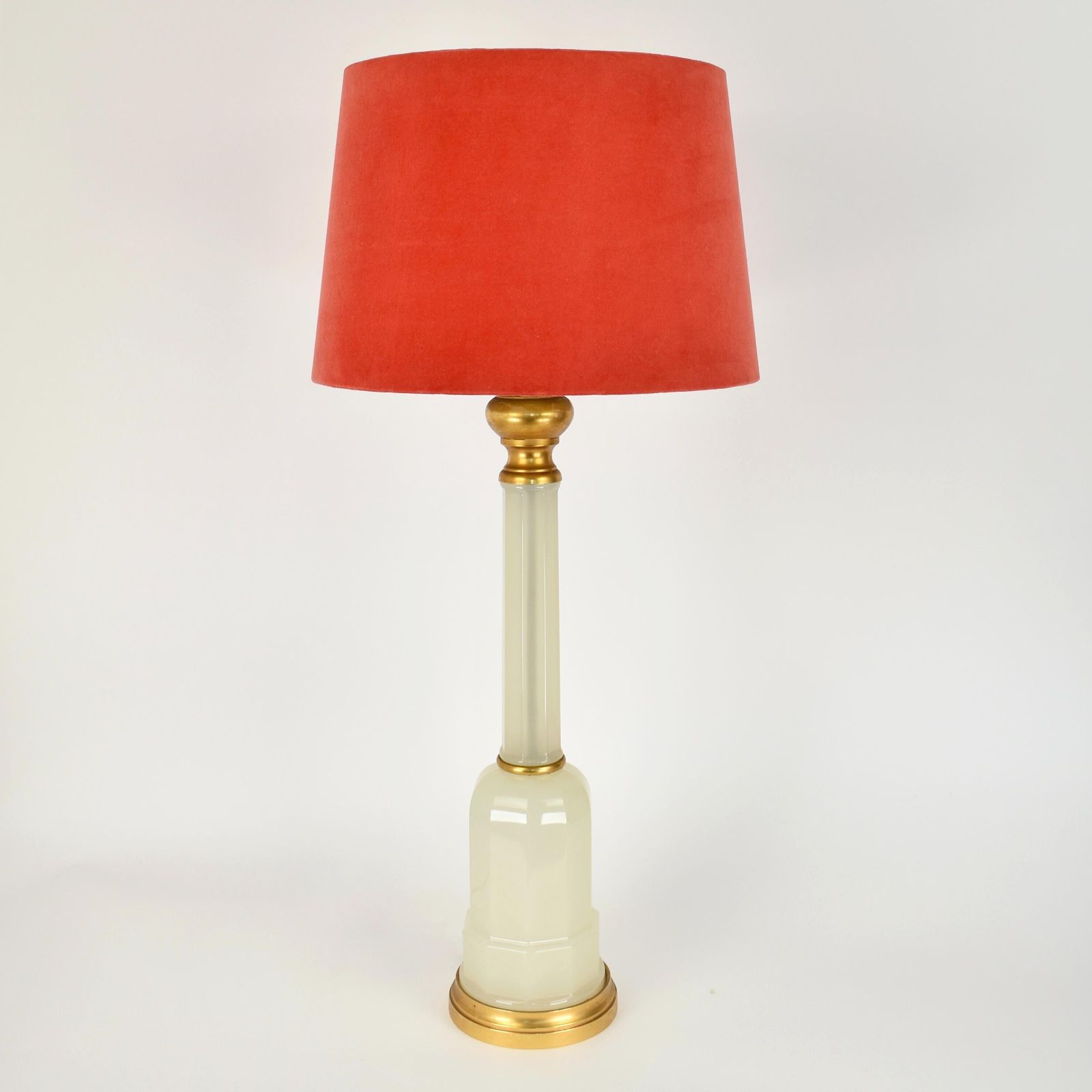 Large Cenedese Murano Table Light | Opaline Glass Italian Vintage Accent Light | Mid Century Modern Hollywood Regency | Gold Brass 1950s photo furniture
