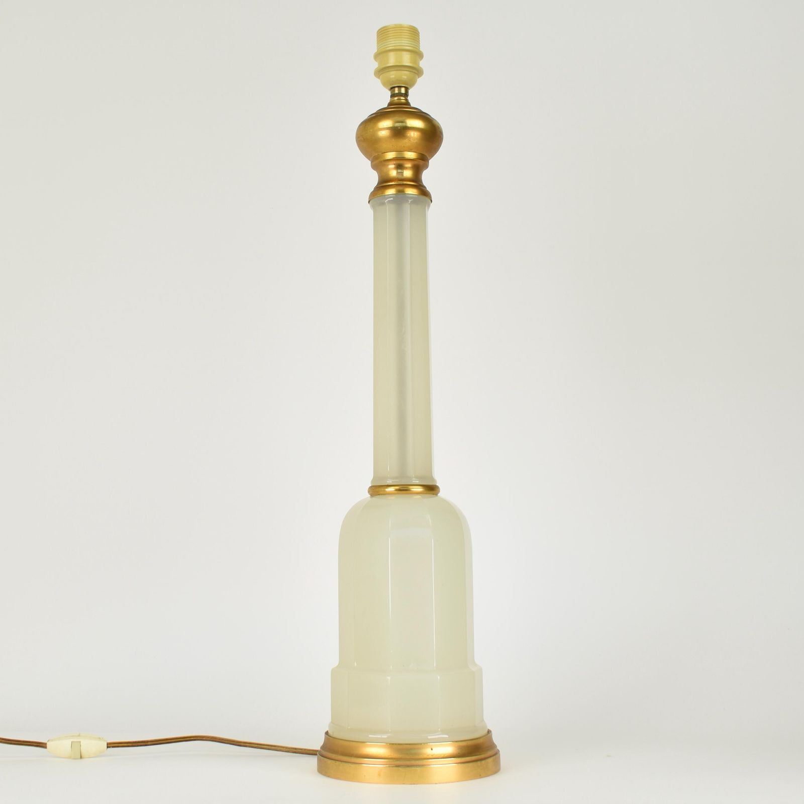 Large Cenedese Murano Table Light | Opaline Glass Italian Vintage Accent Light | Mid Century Modern Hollywood Regency | Gold Brass 1950s photo vintage