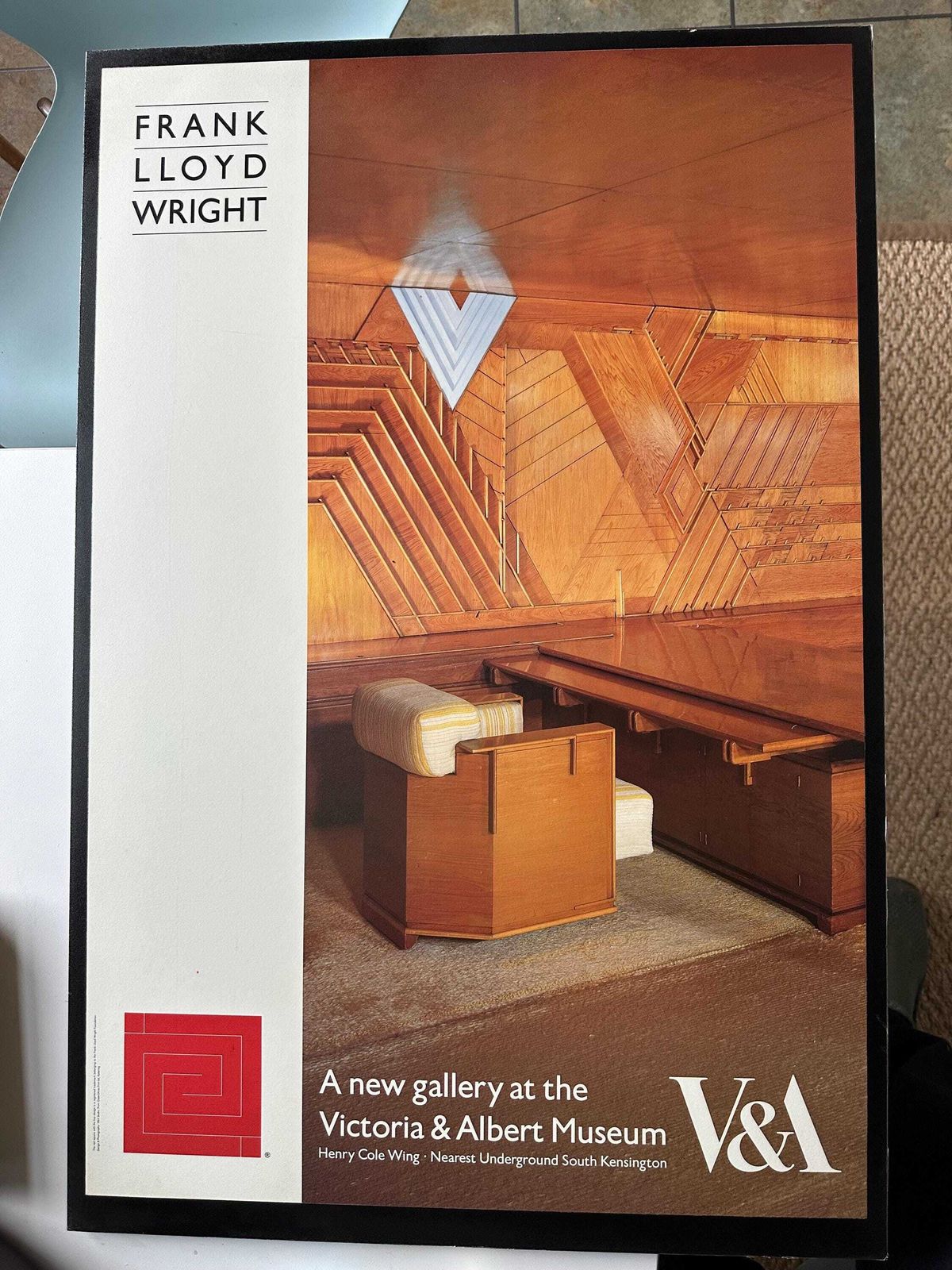 Vintage Frank Lloyd Wright Poster The Kaufmann Office Victoria And Albert Museum 1974 photo vintage