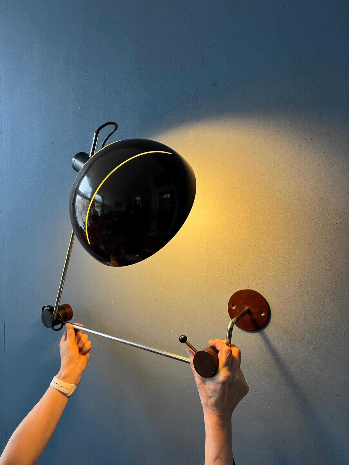 Brown Vintage Bis Sappemeer Flexible Design Wall Lamp photo for sale