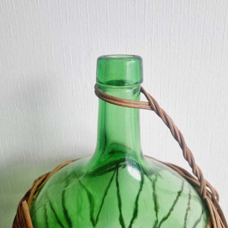 Large Vintage Glass Wine Bottle/Demijohn In Wicker Case photo furniture