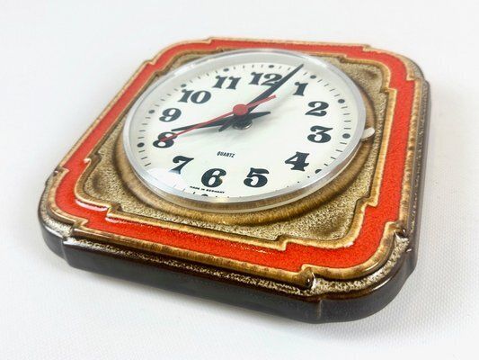 German Ceramic Kitchen Wall Clock, 1960s photo vinterior