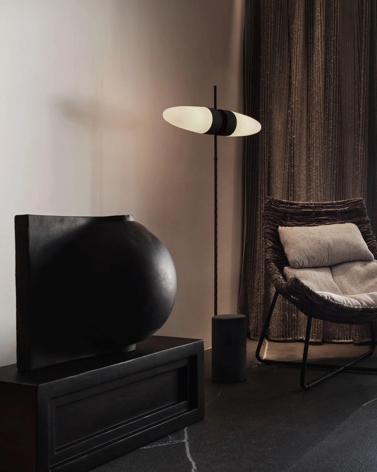 Home Decor Podium, Column, Like A Modern Sculpture In Fiber Concrete, Contemporary Work. photo