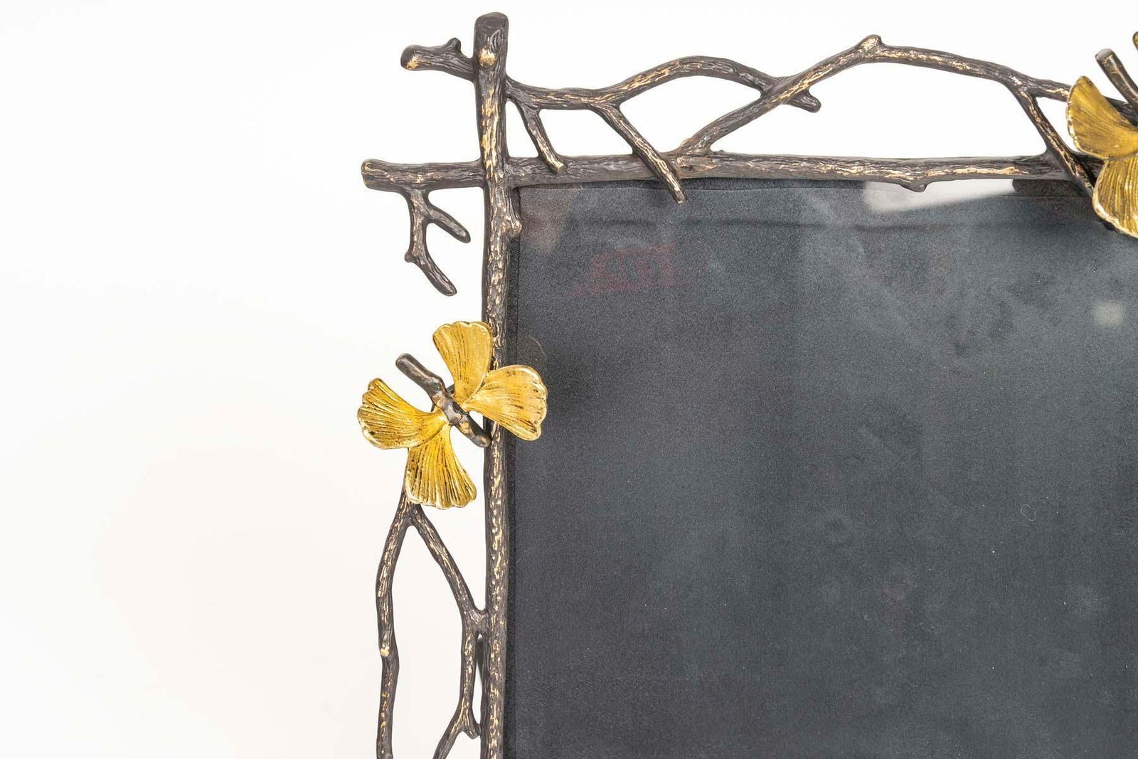 20th Century Photo Frame In Patinated And Gilded Metal, Butterfly Design. photo Home Decor
