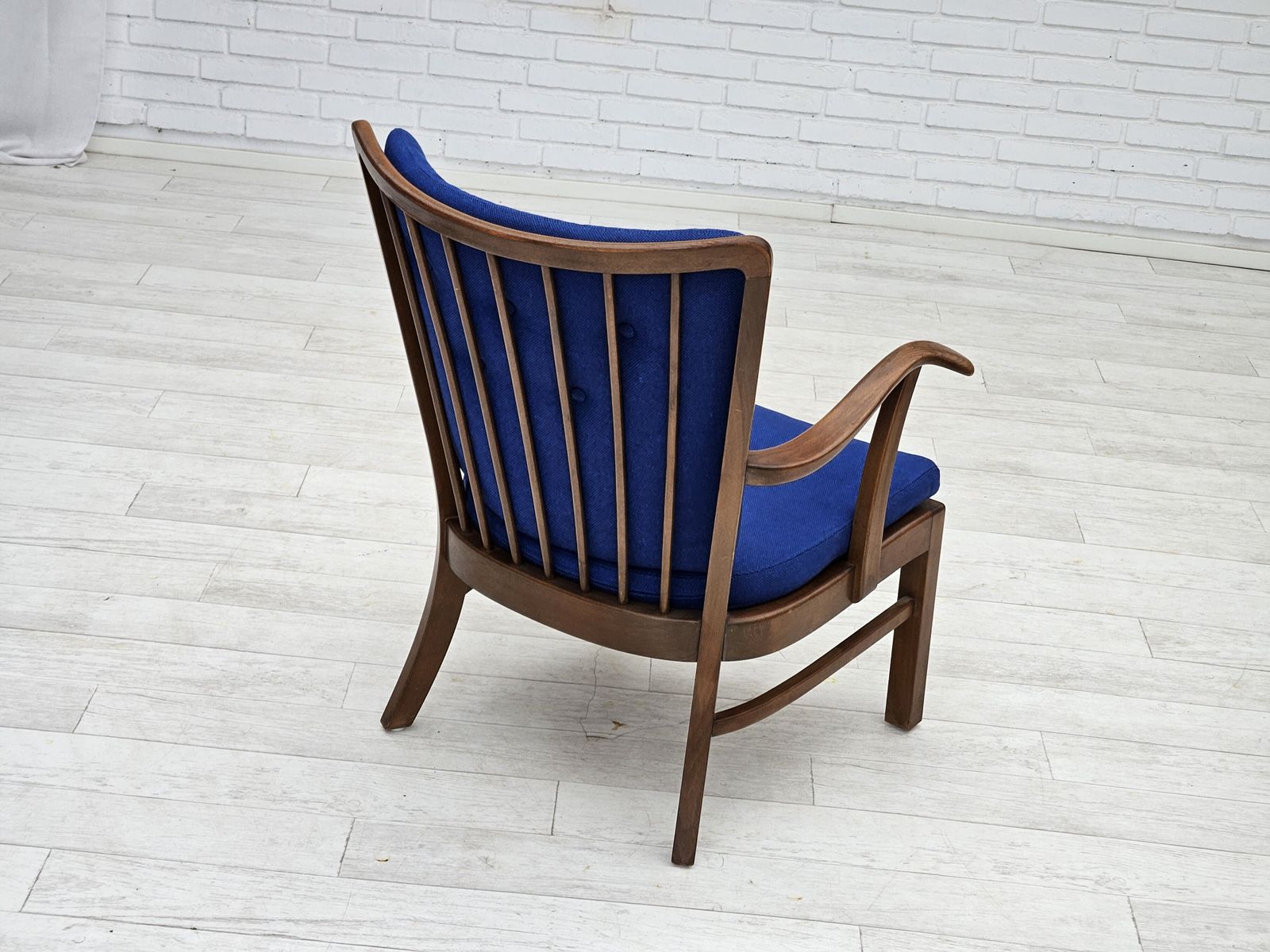 1960s, Danish Easy Armchair By Fritz Hansen, Wool Fabric, Beech Wood. photo buy