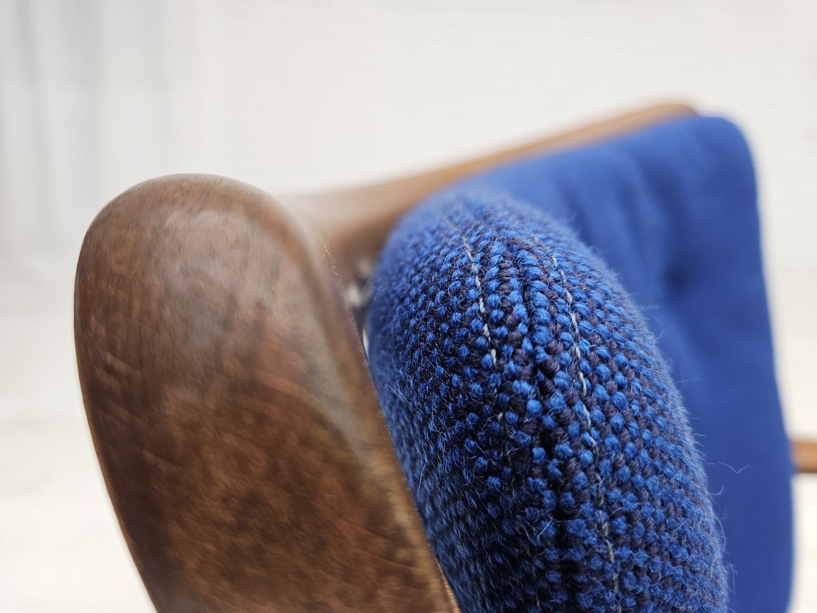 Furniture 1960s, Danish Easy Armchair By Fritz Hansen, Wool Fabric, Beech Wood. photo