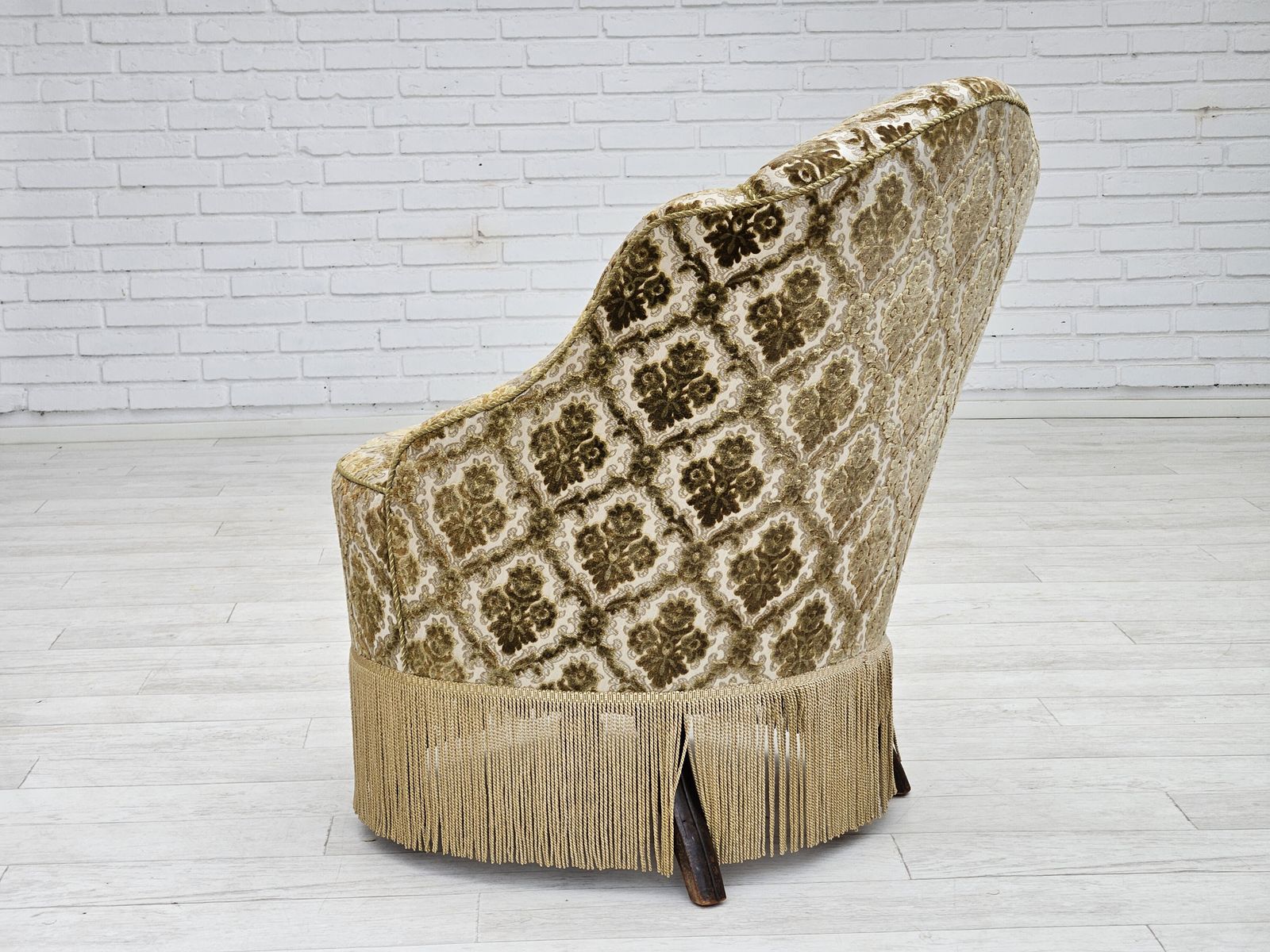 1950s, Danish Easy Chair, Furniture Velour, Ash Wood Legs. photo Furniture