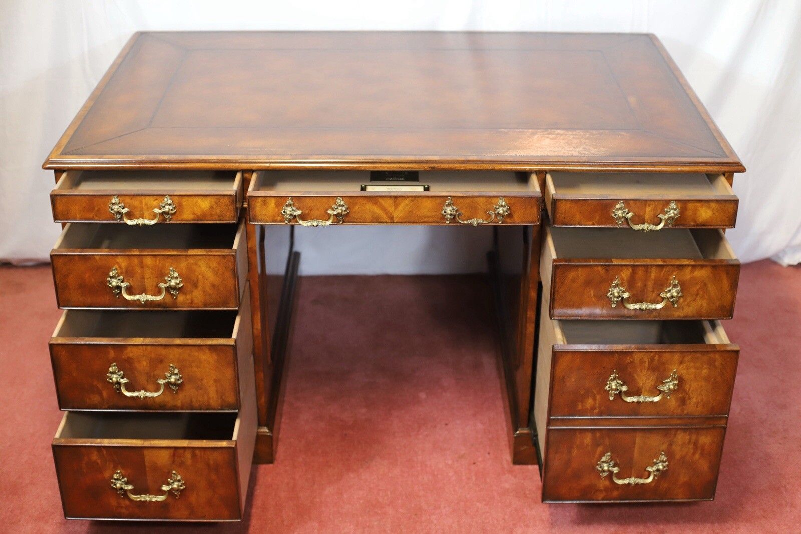 Theodore Alexander Stuning Modern George III Style Mahogany Twin Pedestal Desk photo 2495.0