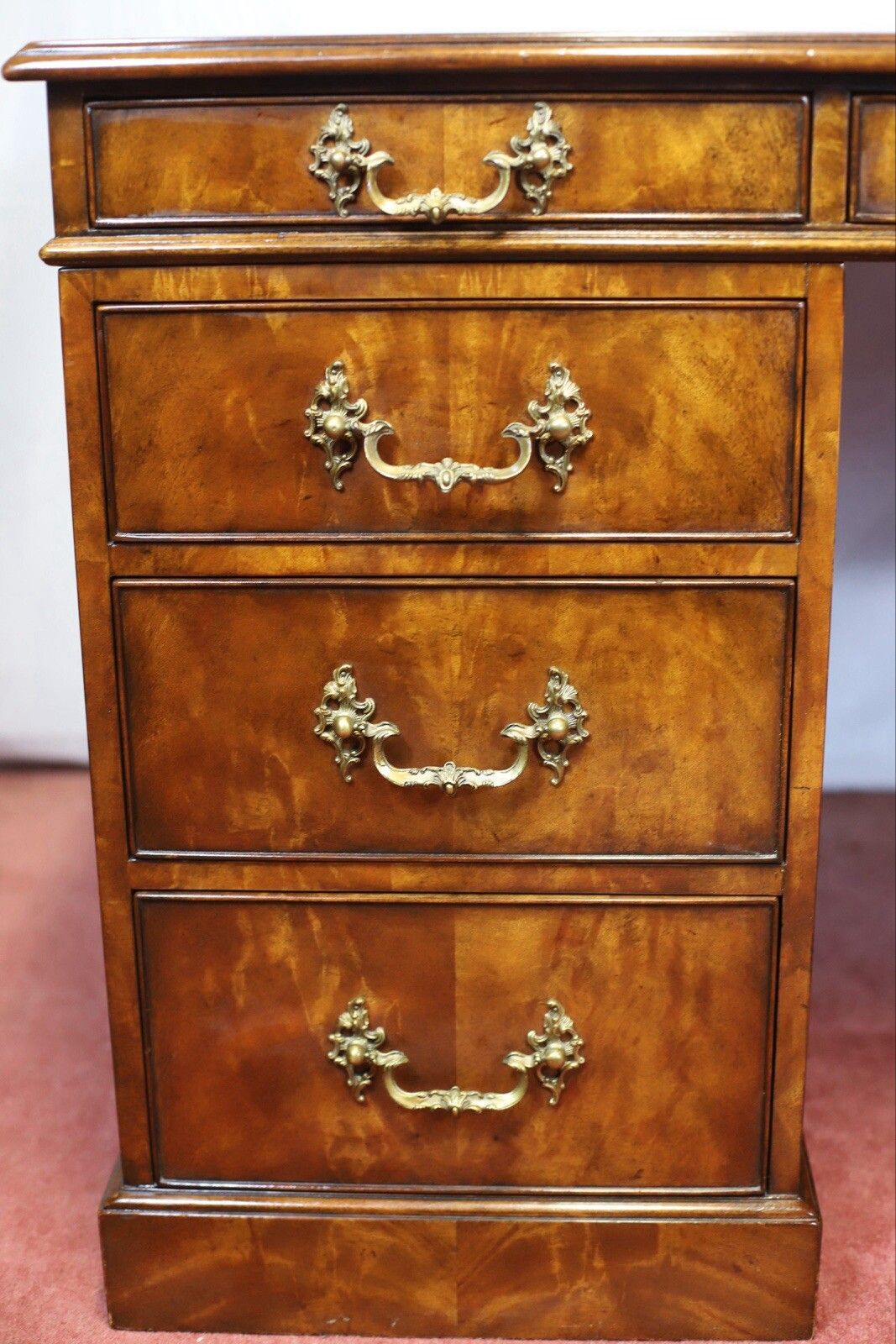 Theodore Alexander Stuning Modern George III Style Mahogany Twin Pedestal Desk photo buy