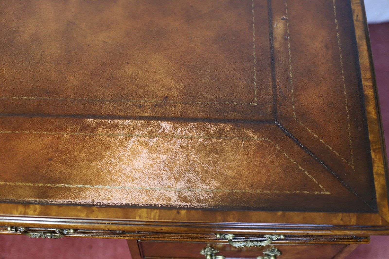 photo for sale Theodore Alexander Stuning Modern George III Style Mahogany Twin Pedestal Desk
