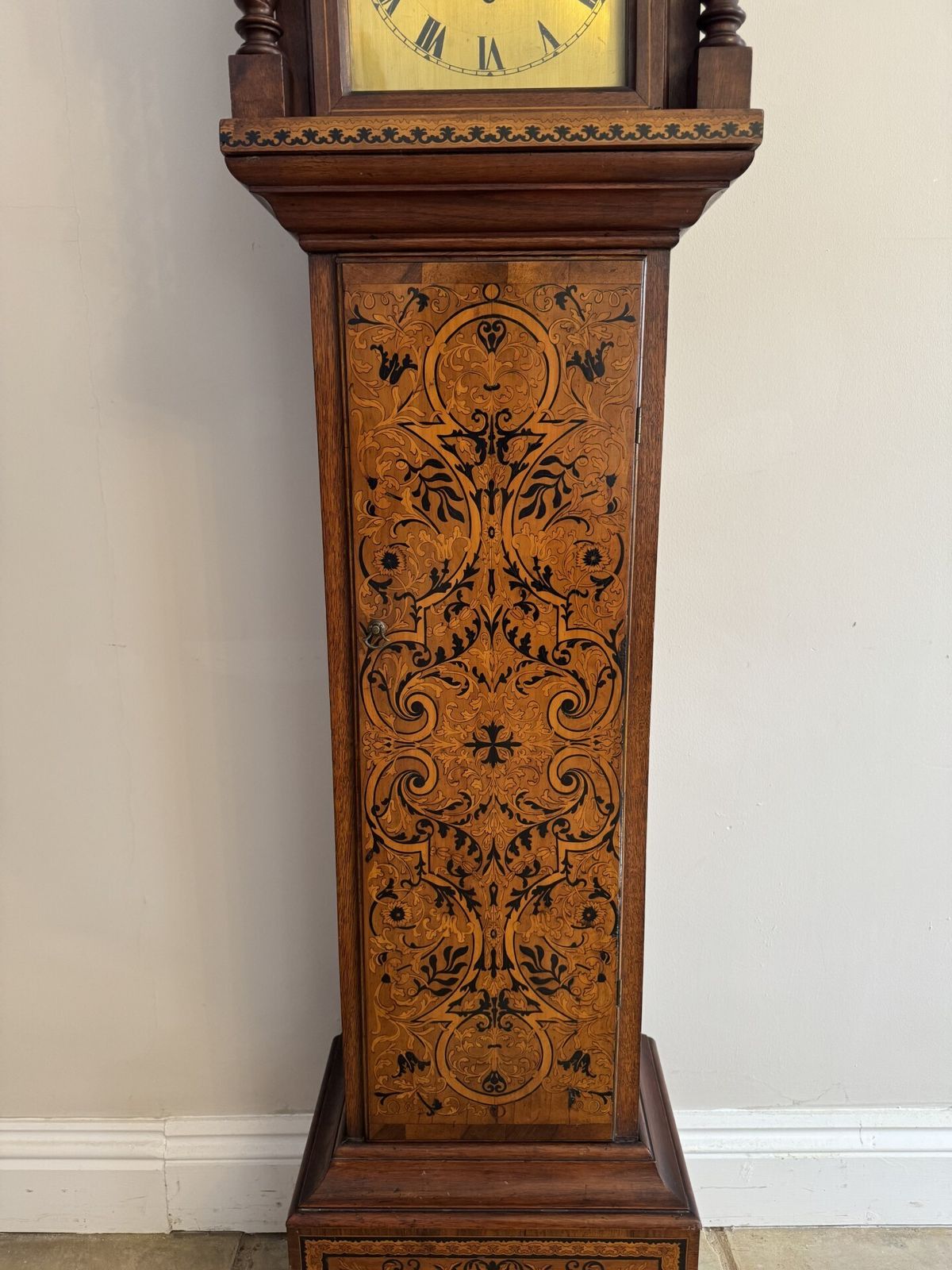 Rare Unusual Antique Musical Quality Inlaid Marquetry Grandmother Clock photo buy