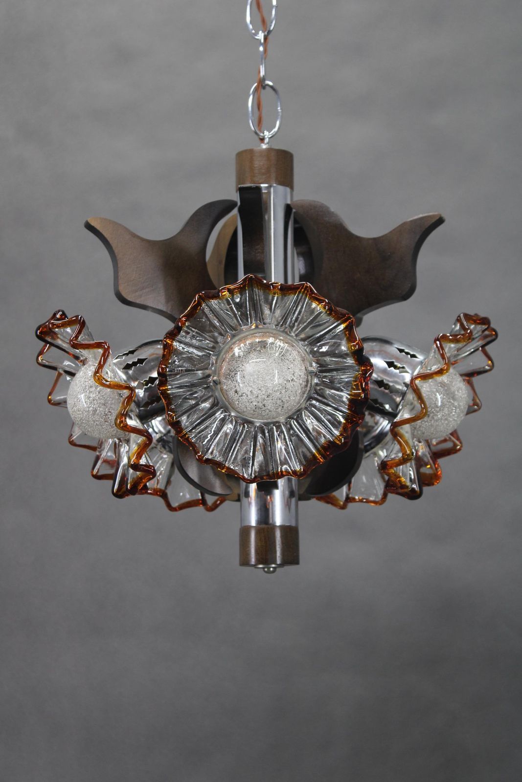 1970s Chandelier With Murano Glass Shades, Italy photo Lighting