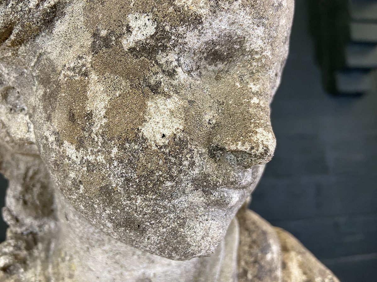 French Cast Stone Bust Of A Girl photo Garden Decor