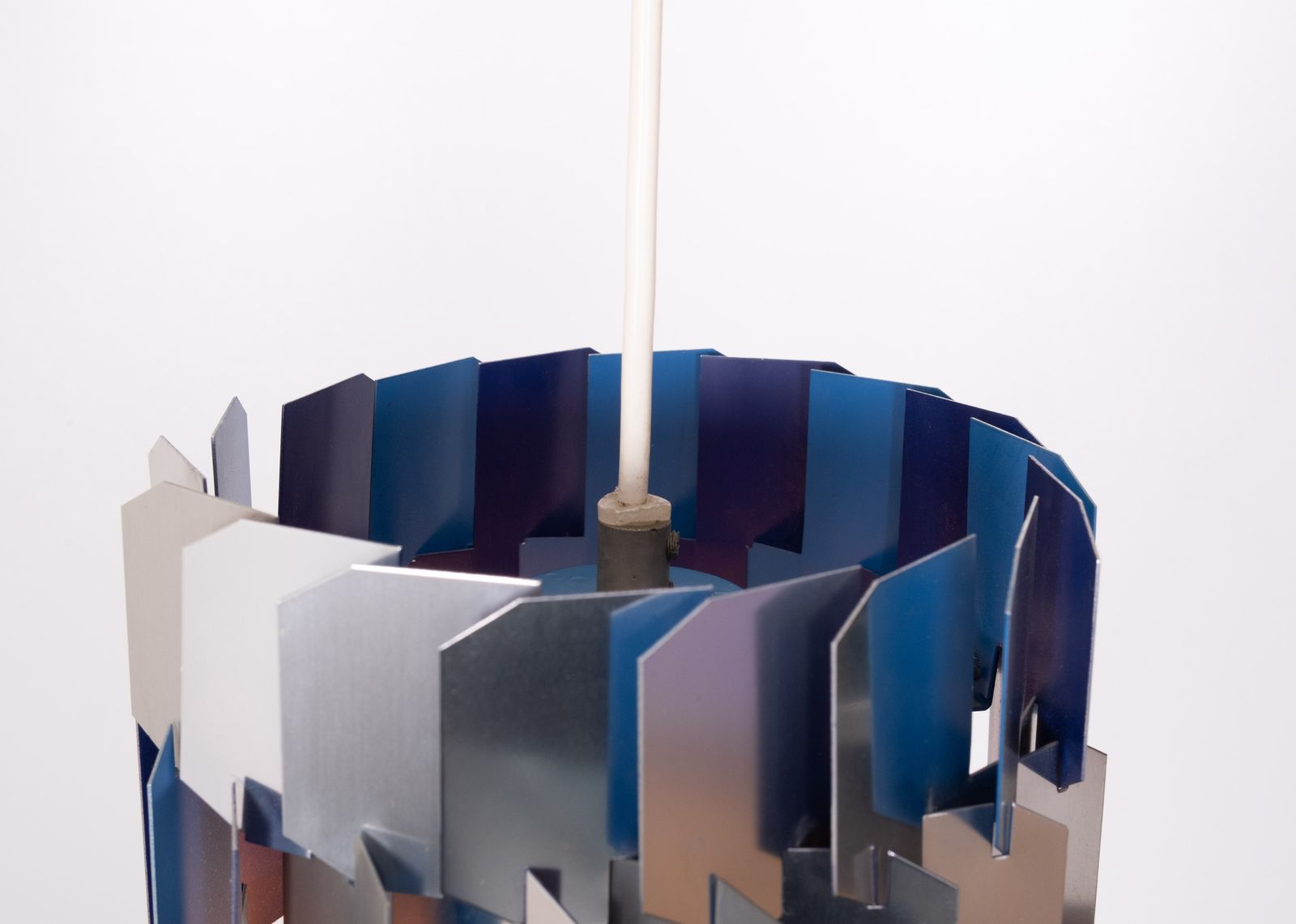 Silver & Blue Facet Pendant By Louis Weisdorf For Lyfa, 1960s Denmark photo for sale