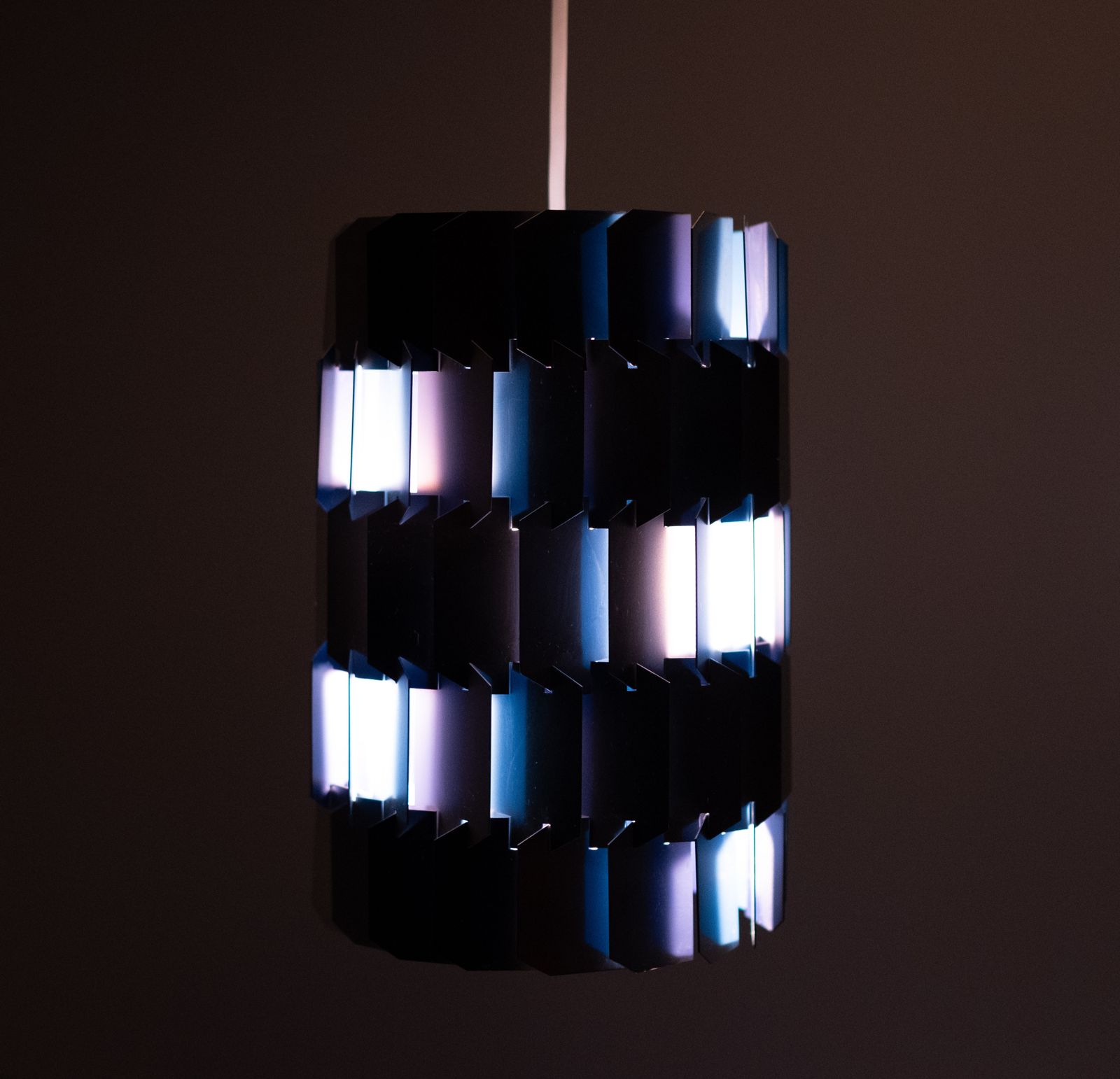 Silver & Blue Facet Pendant By Louis Weisdorf For Lyfa, 1960s Denmark photo Lighting