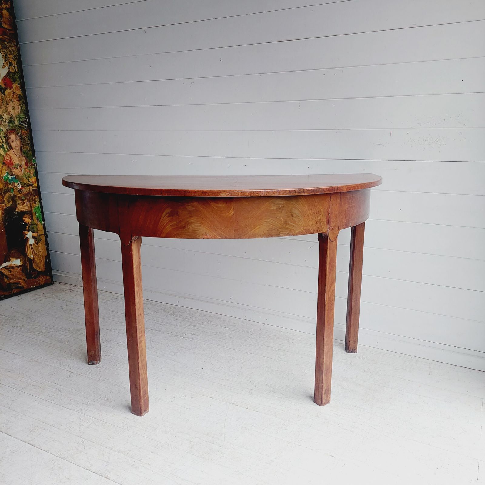 Georgian Mahogany Demi Lune Console Table Antique Table Halfmoon Hall Table, 1800s photo Furniture