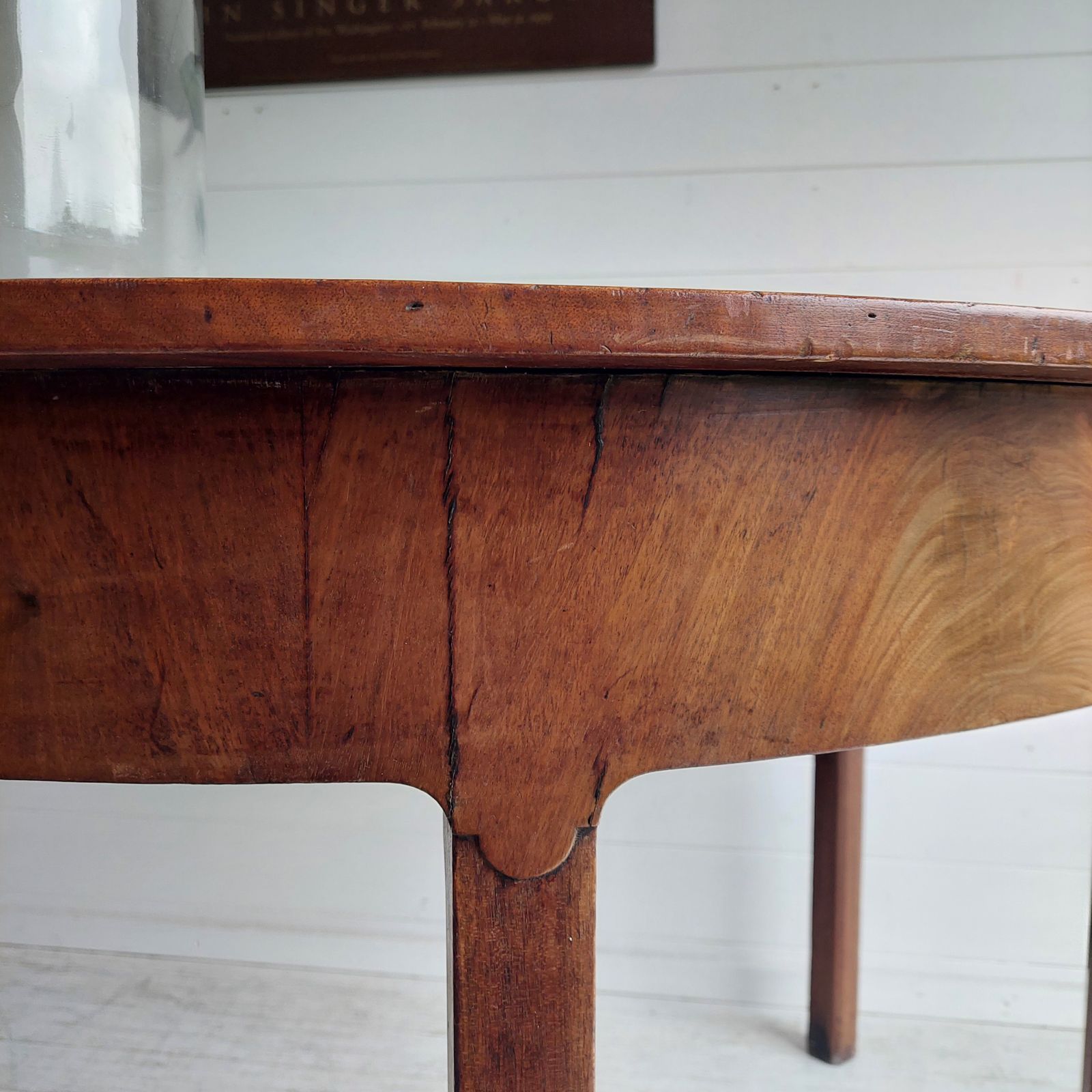 450.0 Georgian Mahogany Demi Lune Console Table Antique Table Halfmoon Hall Table, 1800s photo