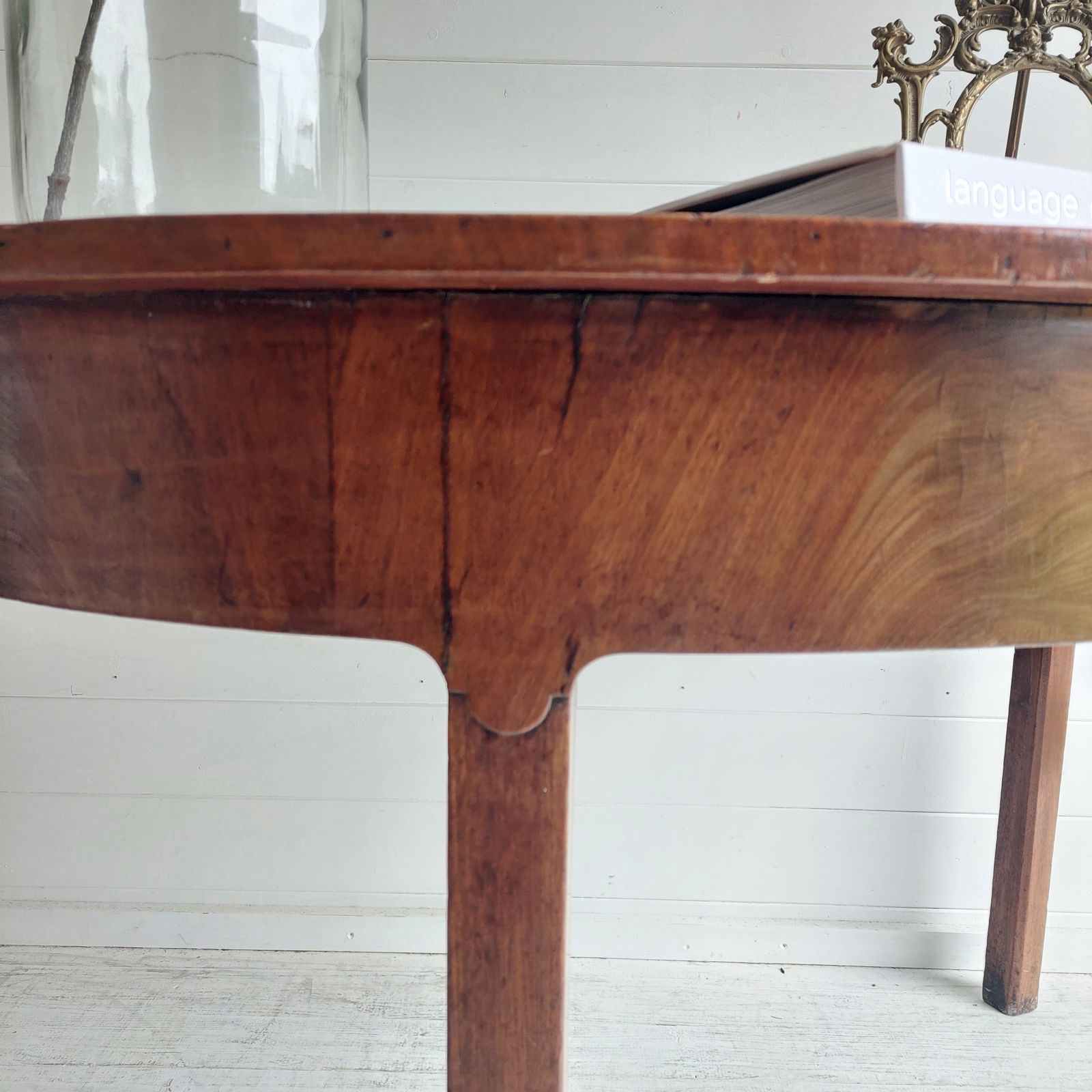 Georgian Mahogany Demi Lune Console Table Antique Table Halfmoon Hall Table, 1800s photo vinterior