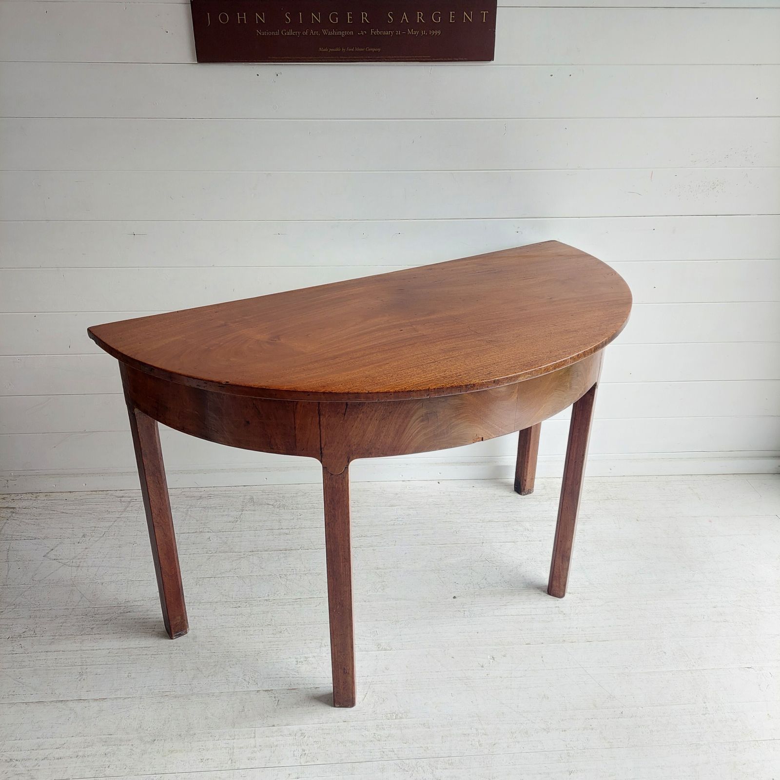 photo for sale Georgian Mahogany Demi Lune Console Table Antique Table Halfmoon Hall Table, 1800s