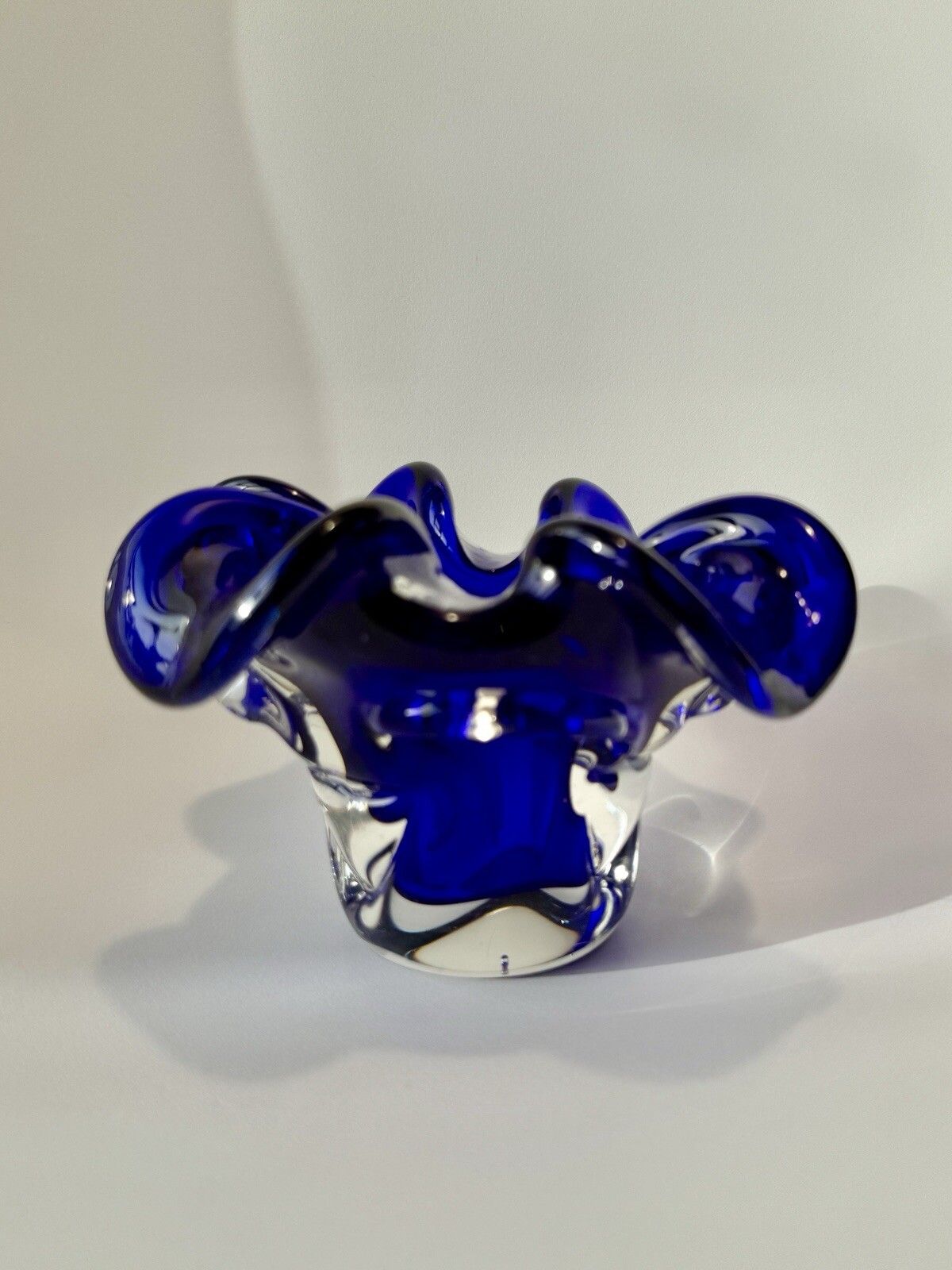 Hand Blown Blue Glass Bowl/Ashtray By Josef Hospodka Chřibská Borske Sklo photo furniture