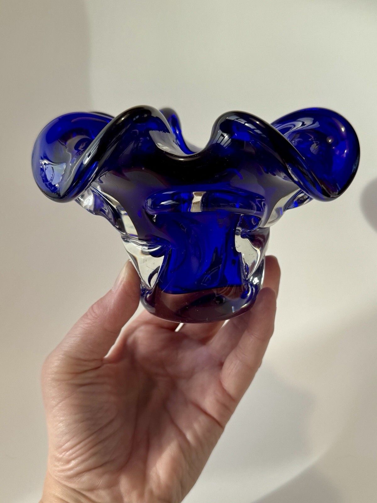 photo furniture Hand Blown Blue Glass Bowl/Ashtray By Josef Hospodka Chřibská Borske Sklo