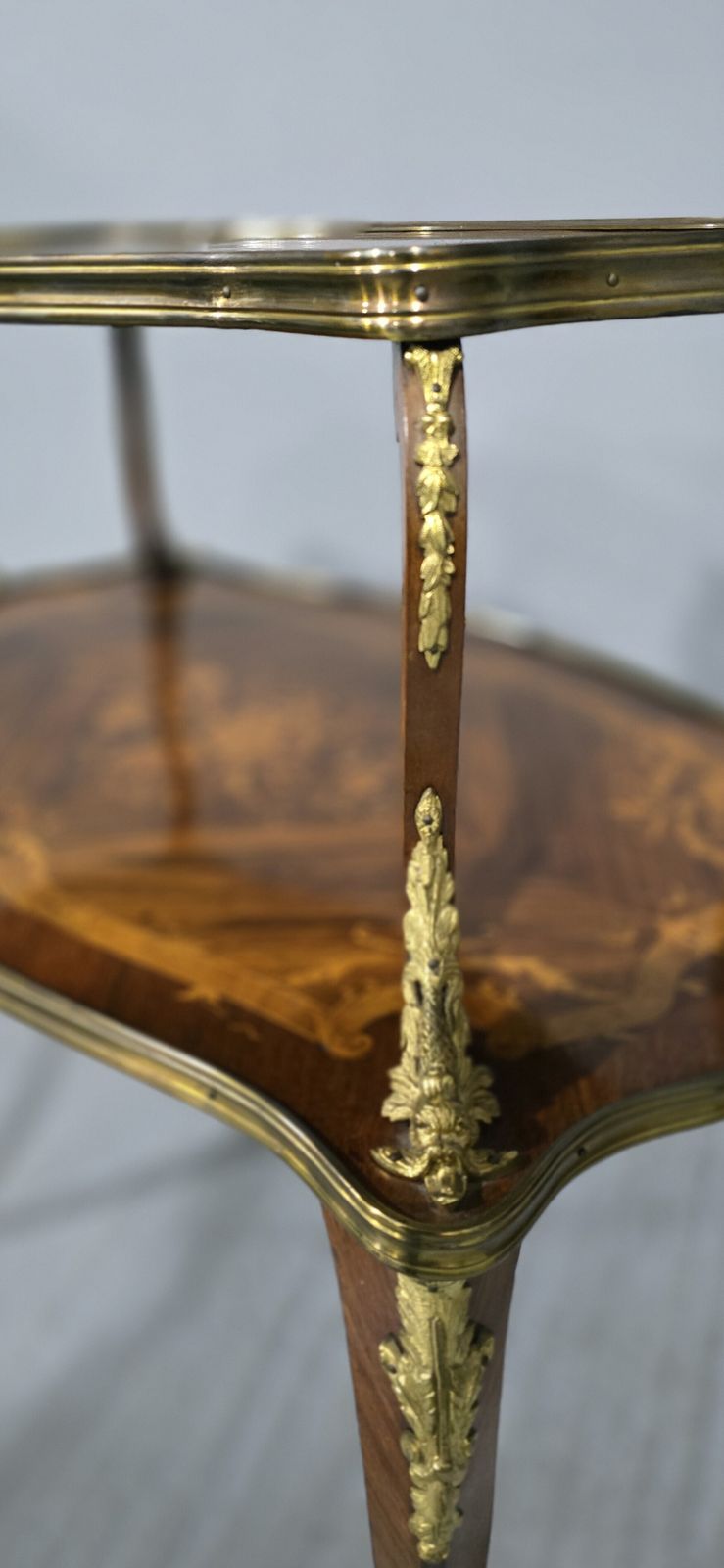 Outstanding French Marquetry Etagere Two Tier Table photo furniture