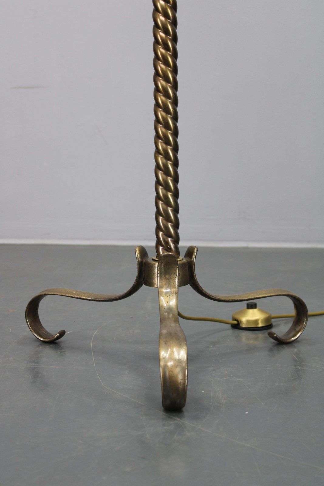 1940s Restored Brass Floor Lamp With  Glass Shade photo Lighting