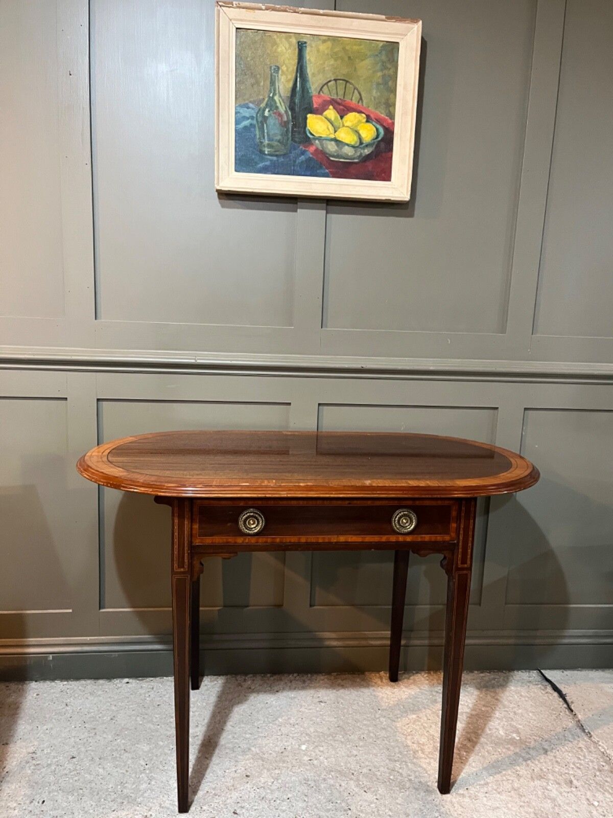 photo vinterior Antique Table Inlaid Circa Mid 1800’s Satin Wood & Mahogany