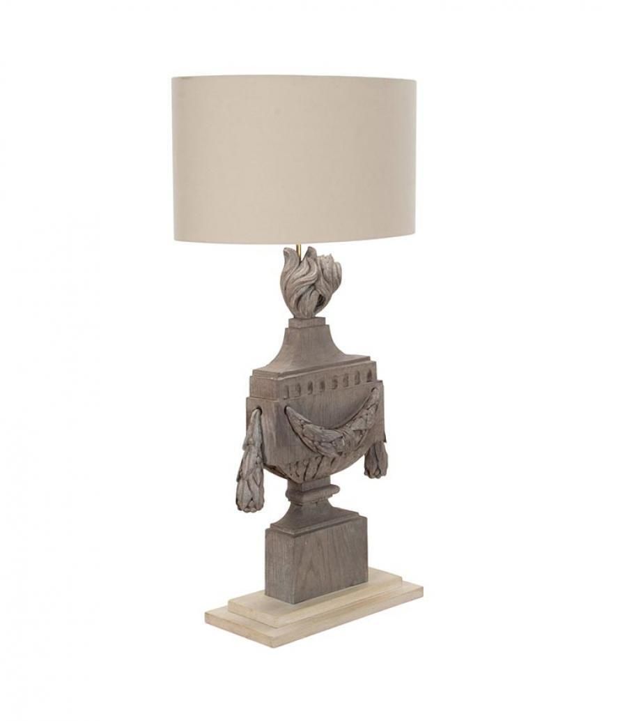 19th Century Swedish Carved Wooden Flambé Lamp photo for sale