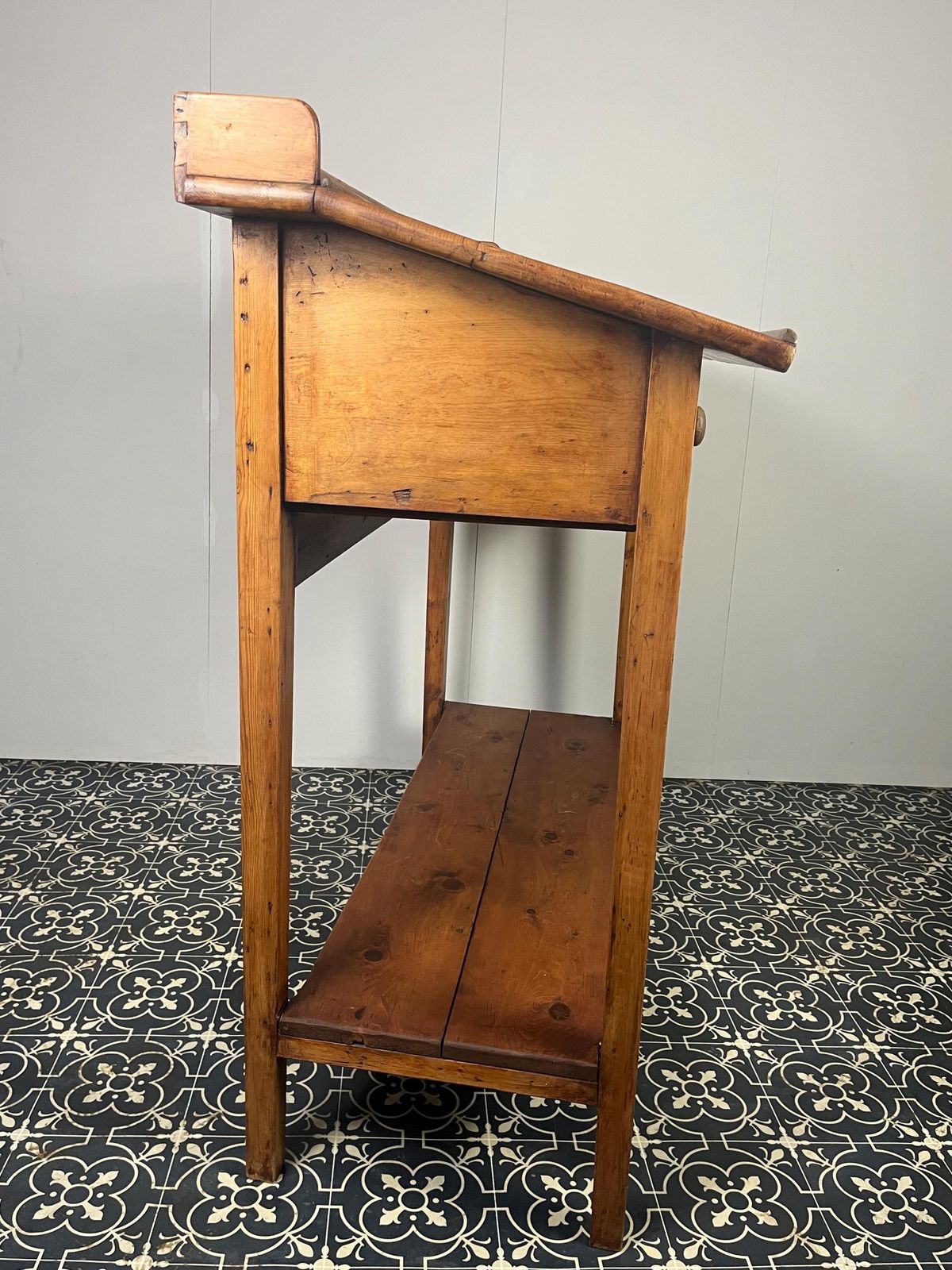 Edwardian Pitch Pine Clerk Desk, Office Furniture, Kitchen Cabinet, Sturdy Accessories, Book Stand, Architecture Storage, Antique Drawers photo vinterior