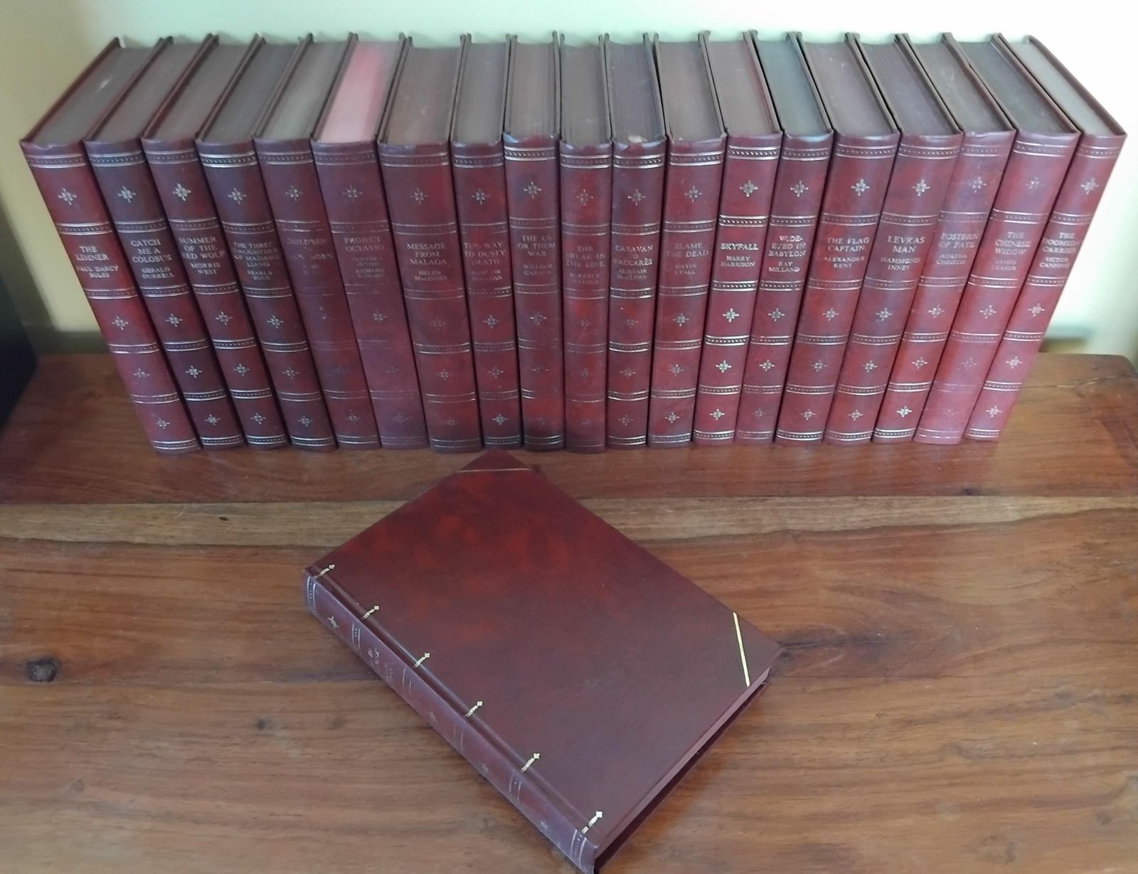 A Wonderful Decorative Collection Of 20 Novels With Beautiful Rich Brown Gilded Covers, Companion Book Club, 1970's photo furniture