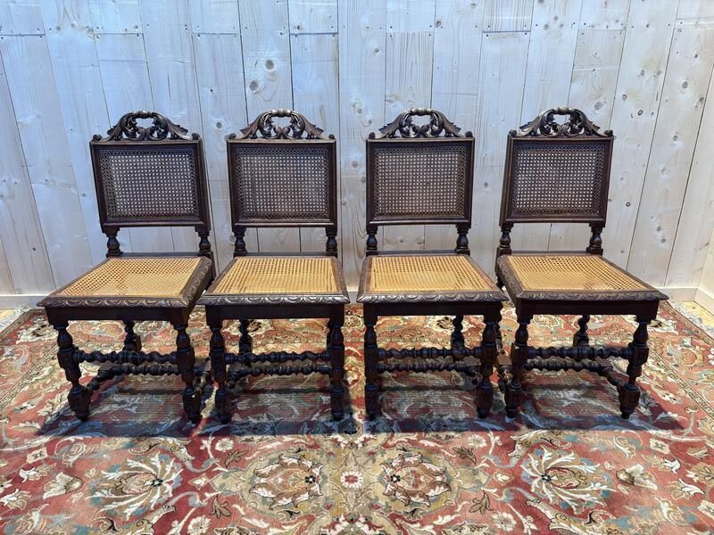 Série De 4 Chaises  Renaissance En Cannage . photo furniture