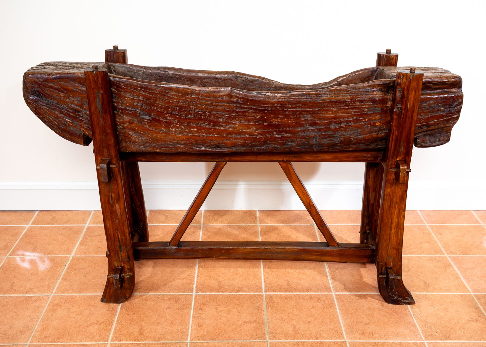 photo furniture Large Trough Planter On Stand Rustic French Brutalist Xl European Antiqu.E Oak Tree Trun.K Teak Mid Century Serving Bar Consol.E Tabl.E