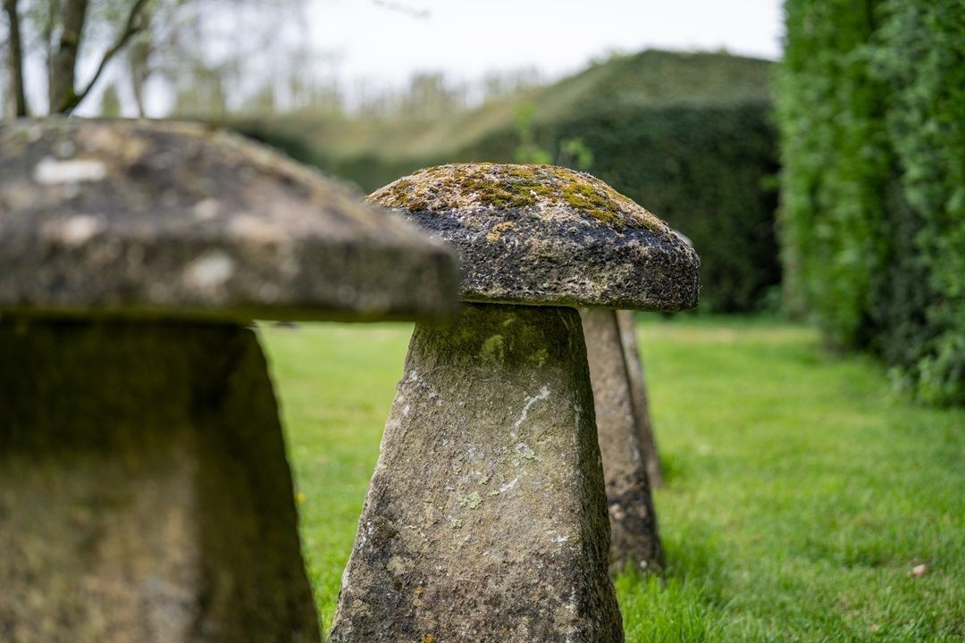 Set Of Four Antique Staddle Stones photo Garden Decor