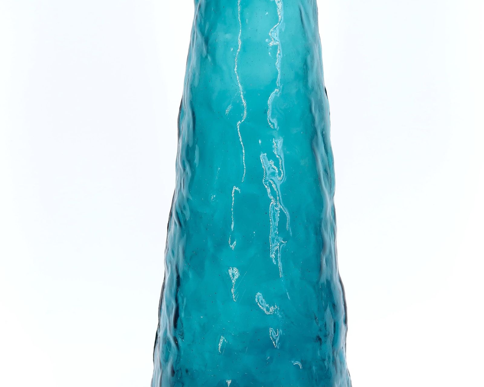 Rare Blue Glass Empoli Genie Bottle, Italian Decanter, 1960s / Boho Chic, Bohemian, Folk, Made In Italy photo Home Decor