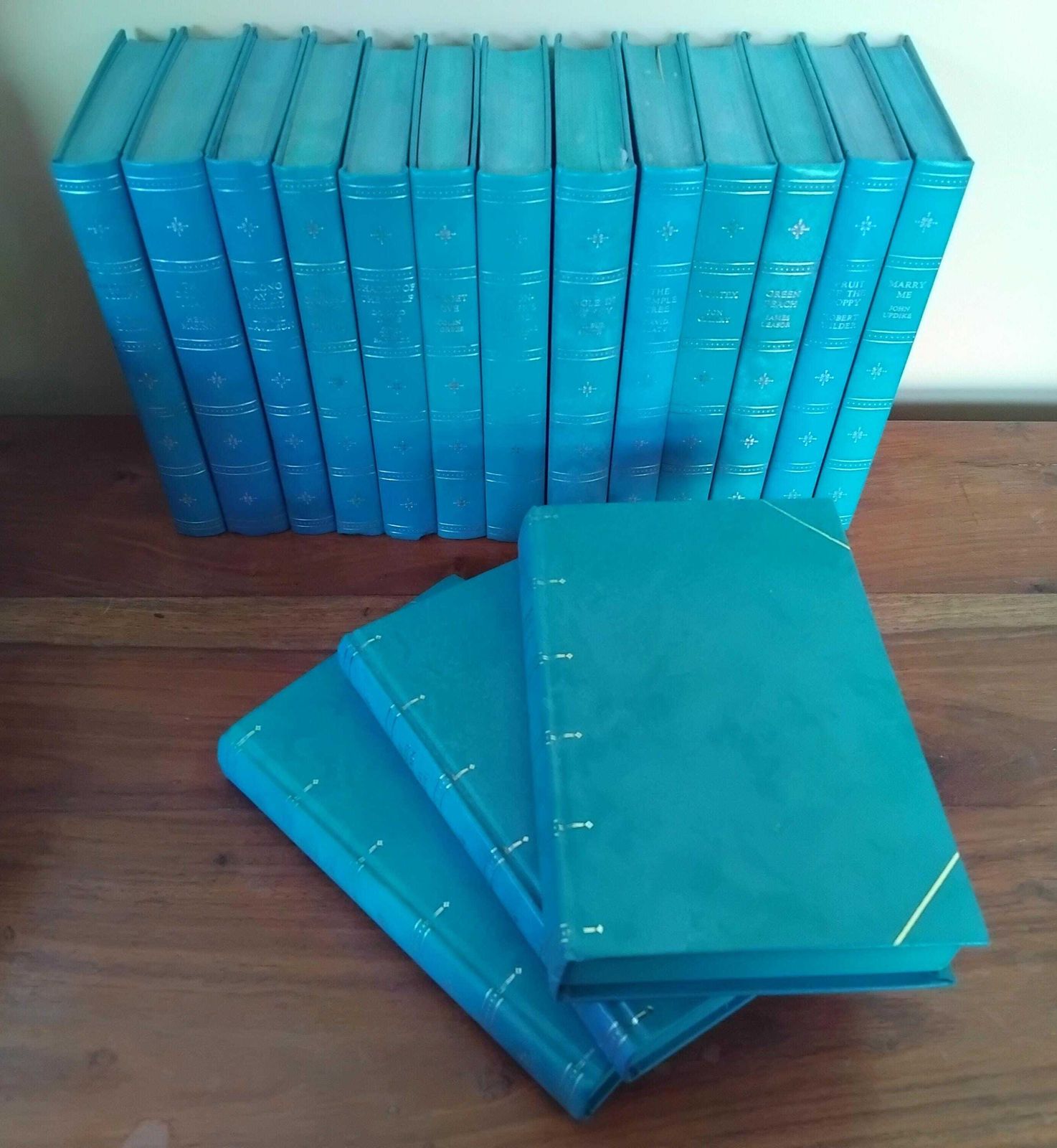 photo furniture A Wonderful Decorative Collection Of 16 Novels With Beautiful Turquoise Gilded Covers, Companion Book Club, 1970's