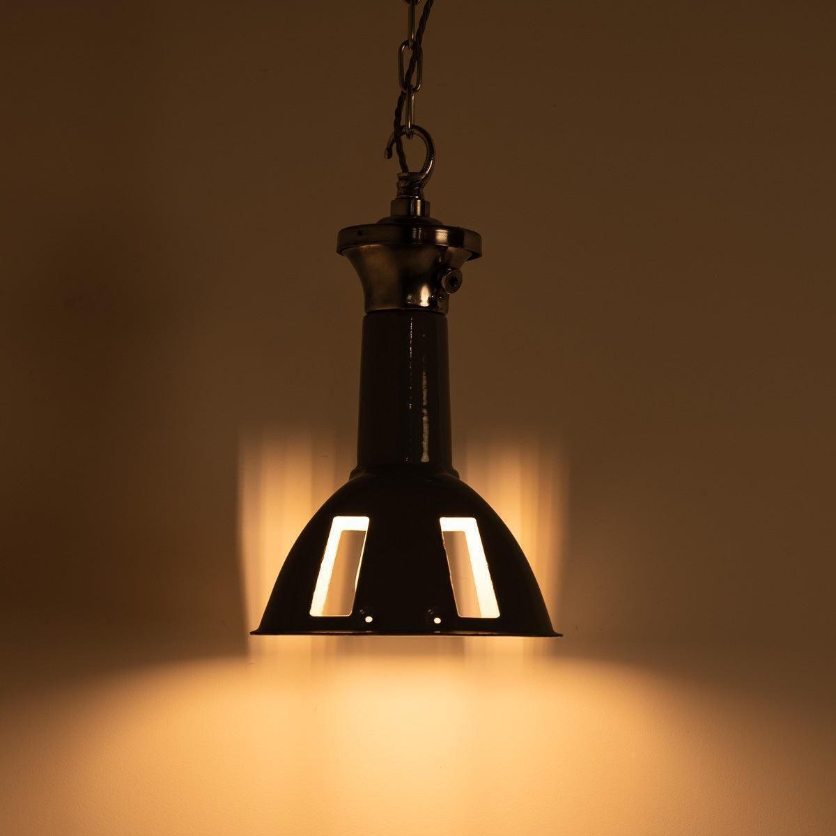Vintage Industrial Benjamin Electric "Stock Bin" Rectangular Grey Enamel Pendant Lights photo 225.0