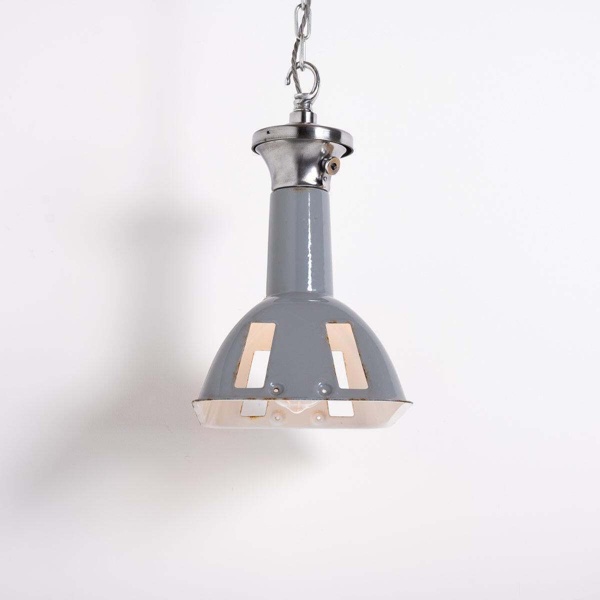 Vintage Industrial Benjamin Electric "Stock Bin" Rectangular Grey Enamel Pendant Lights photo buy