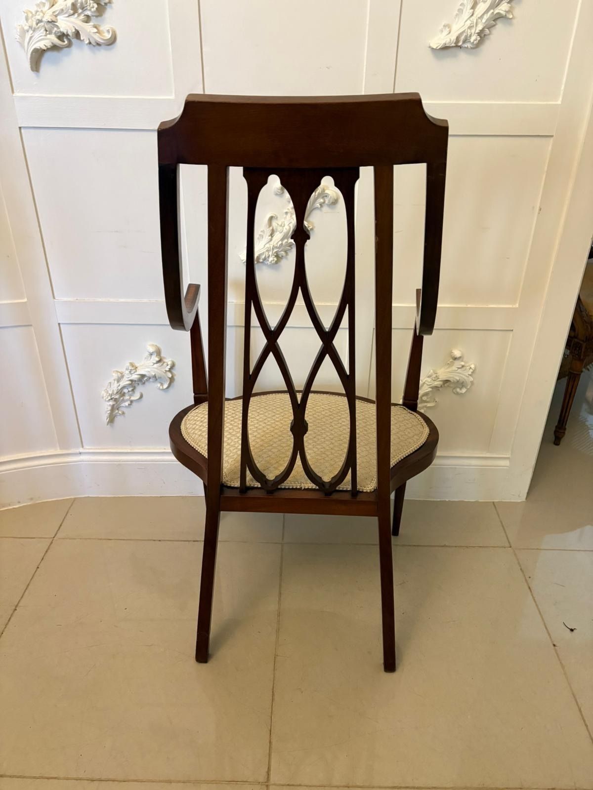 Unusual Antique 19th Century Inlaid Mahogany Armchair photo furniture