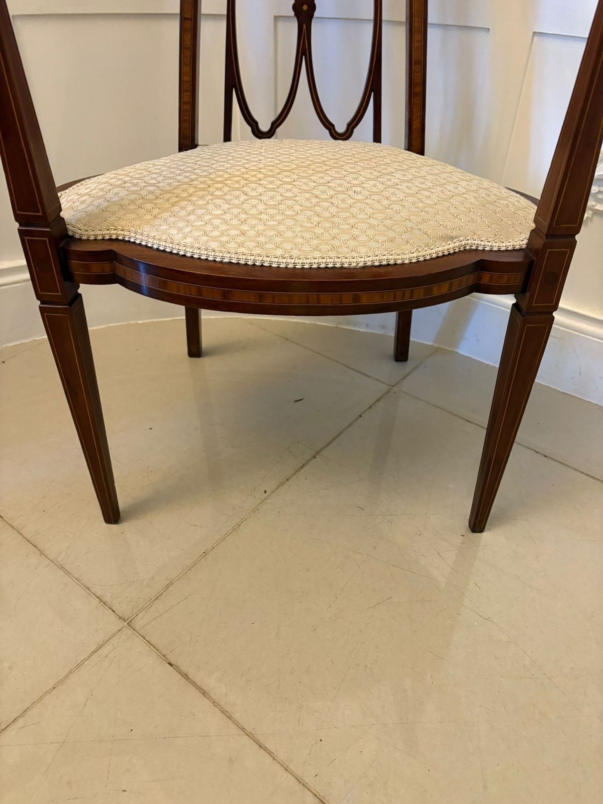photo for sale Unusual Antique 19th Century Inlaid Mahogany Armchair