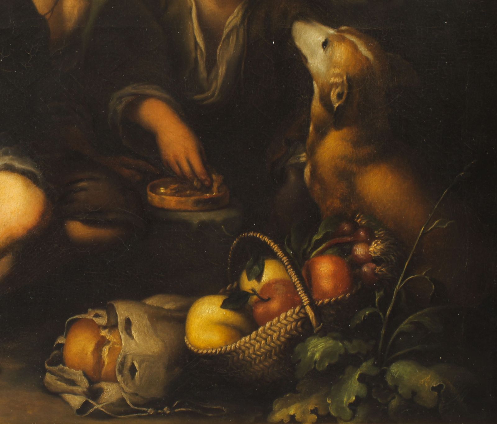 Antique Oil Painting Grape And Melon Eaters After Bartolome' Murillo  18th C photo 3250.0