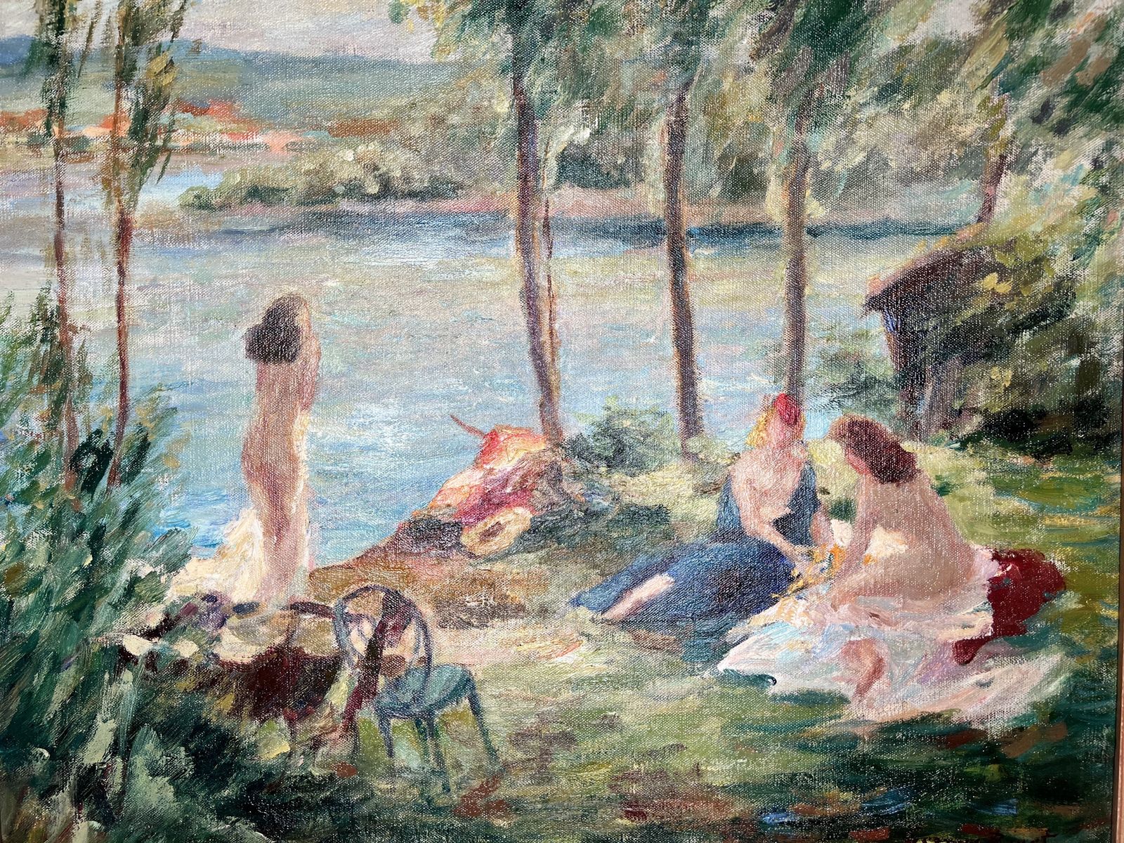 Georges Binet   The Bathers, Oil On Canvas Landscape Painting photo Art
