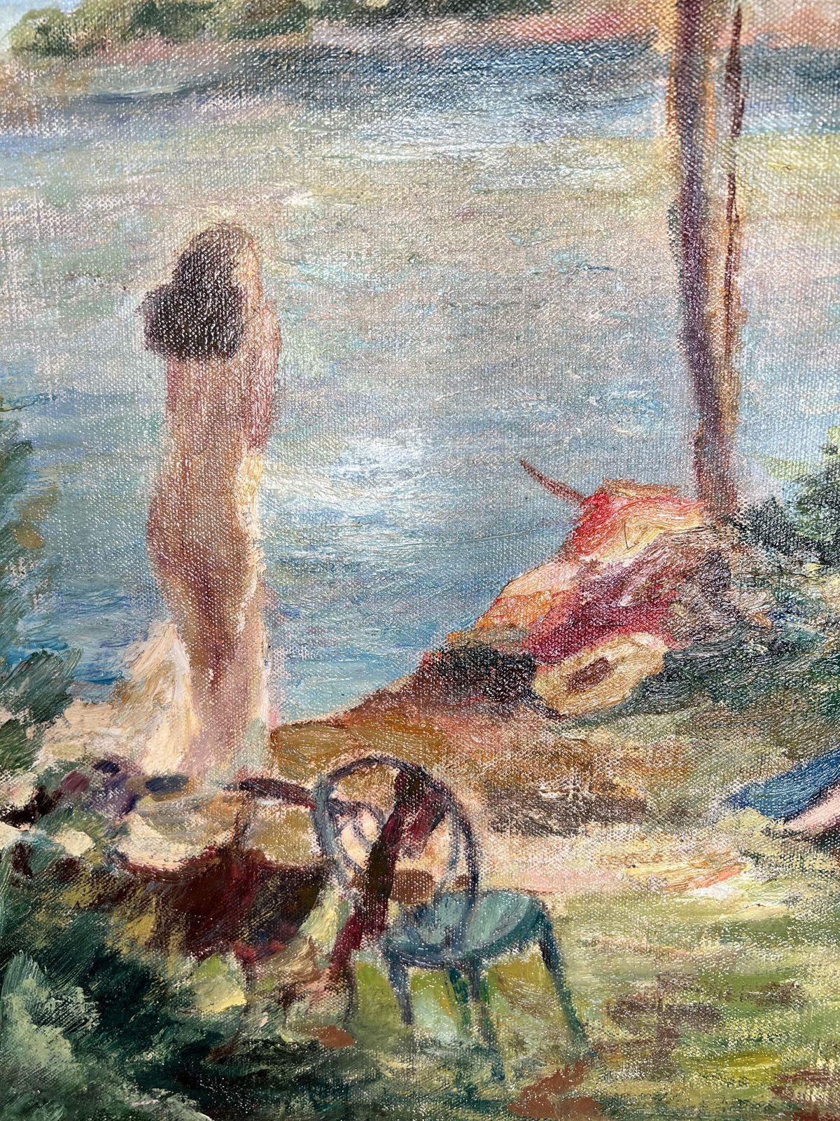 Georges Binet   The Bathers, Oil On Canvas Landscape Painting photo buy
