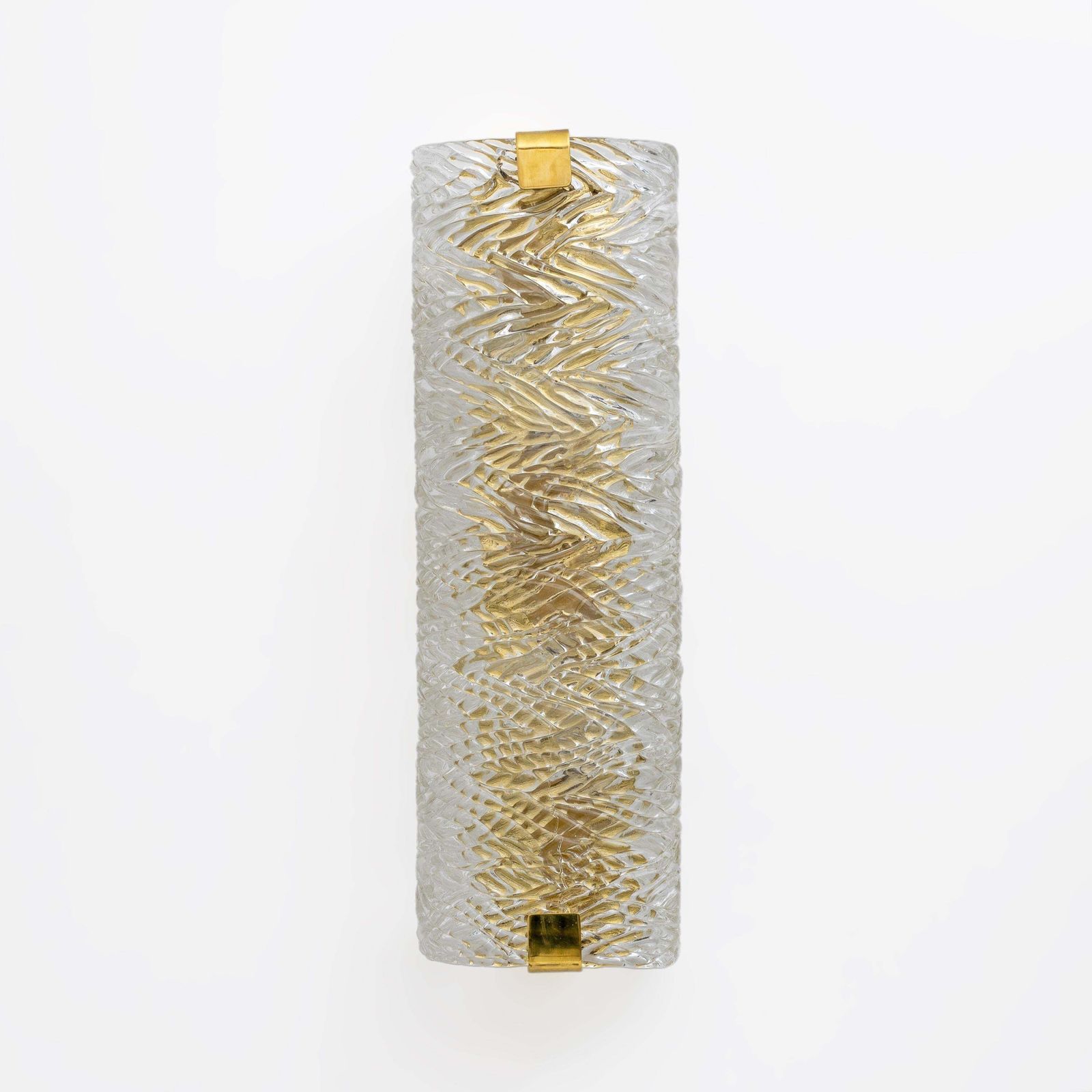 Pair Of Modern Italian Brass And Murano Glass Textured Wall Sconces photo for sale