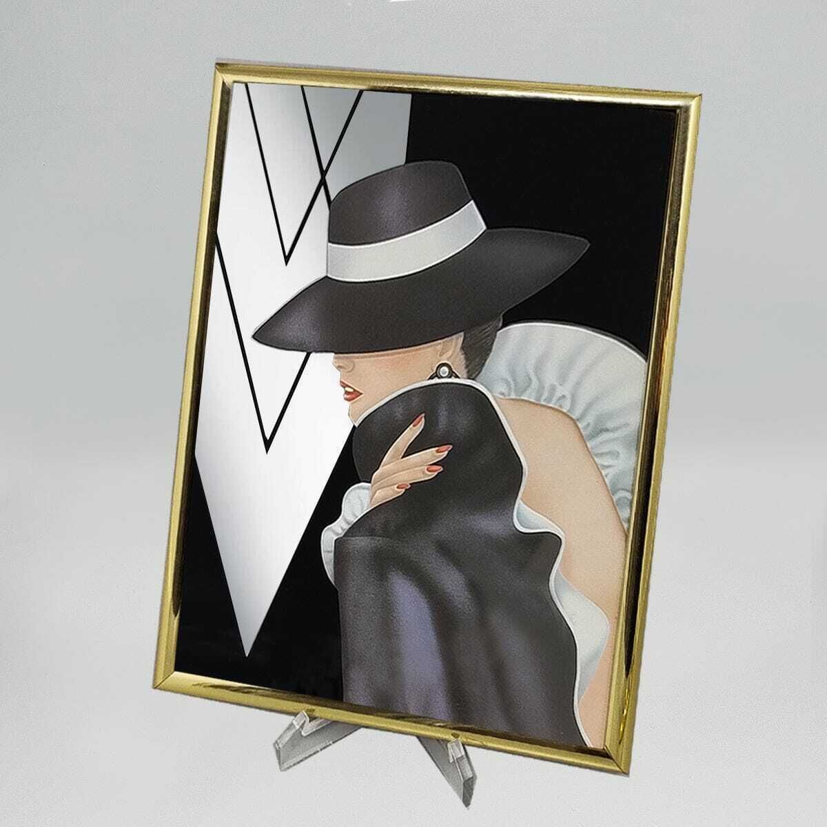 1980s Pair Of Framed Prints "Glam Girl" By Ferraro. Made In U.S.A. photo Art