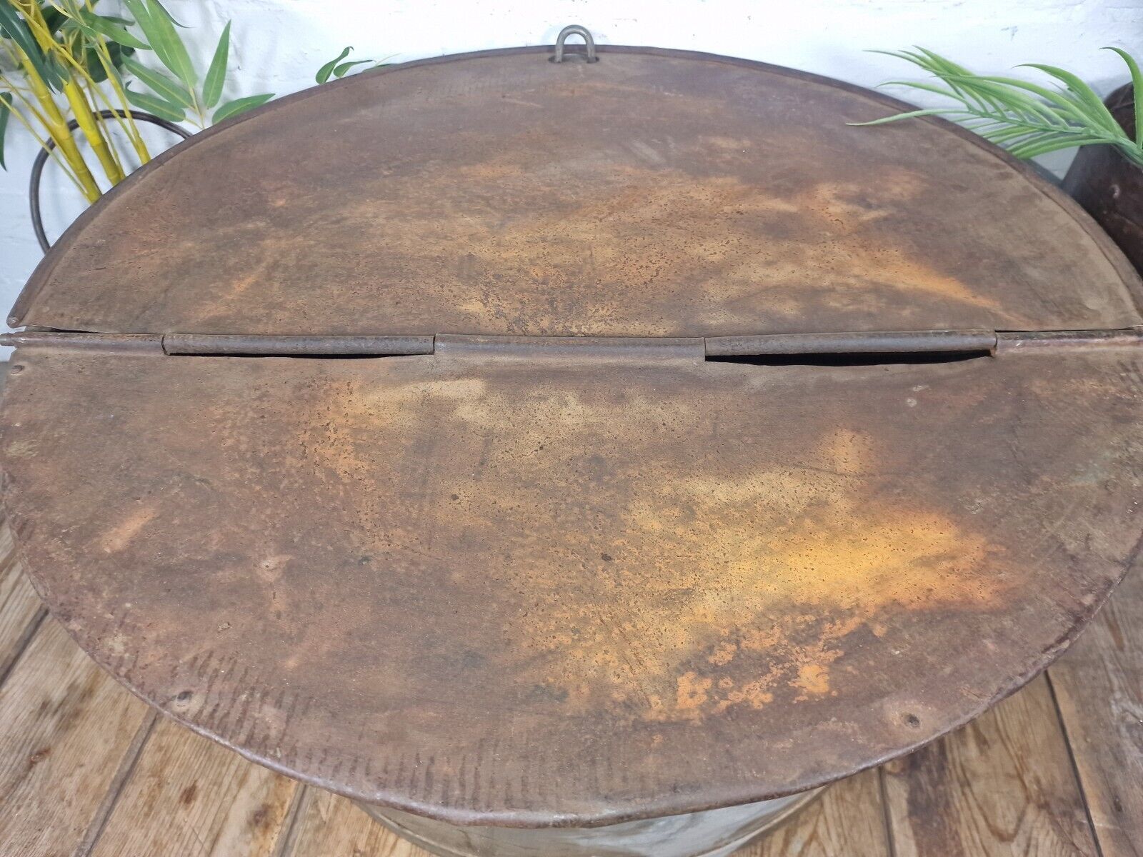 Large Vintage Military Galvanised Wildlife Pond Garden Planter Trough Log Basket photo vinterior