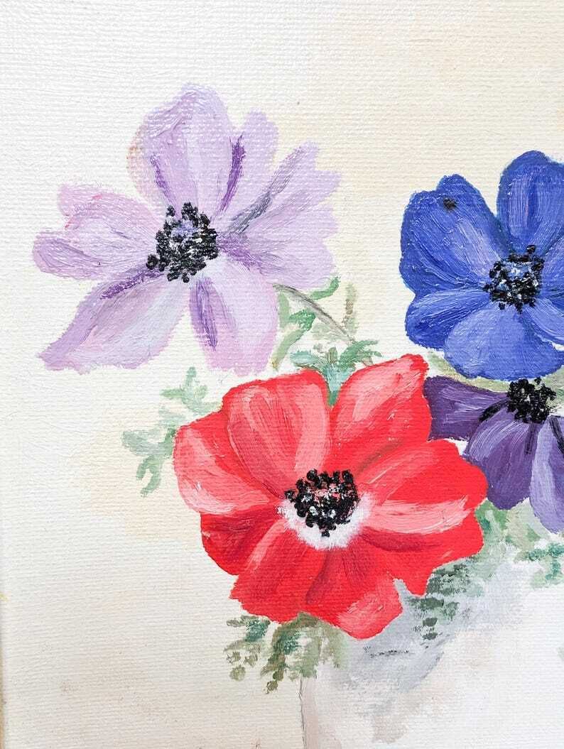 photo for sale Original Oil On Board Sweet Floral Painting Signed D.Buttner. Made In England 1996
