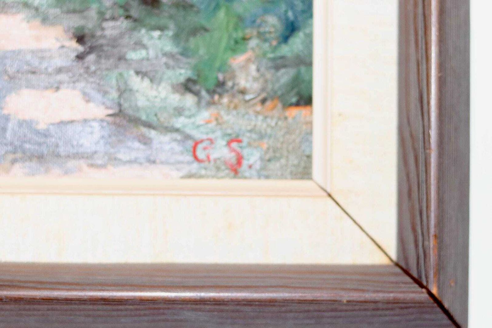 Swedish Mid Century Oil On Canvas Painting" Mountain Stream" photo vinterior
