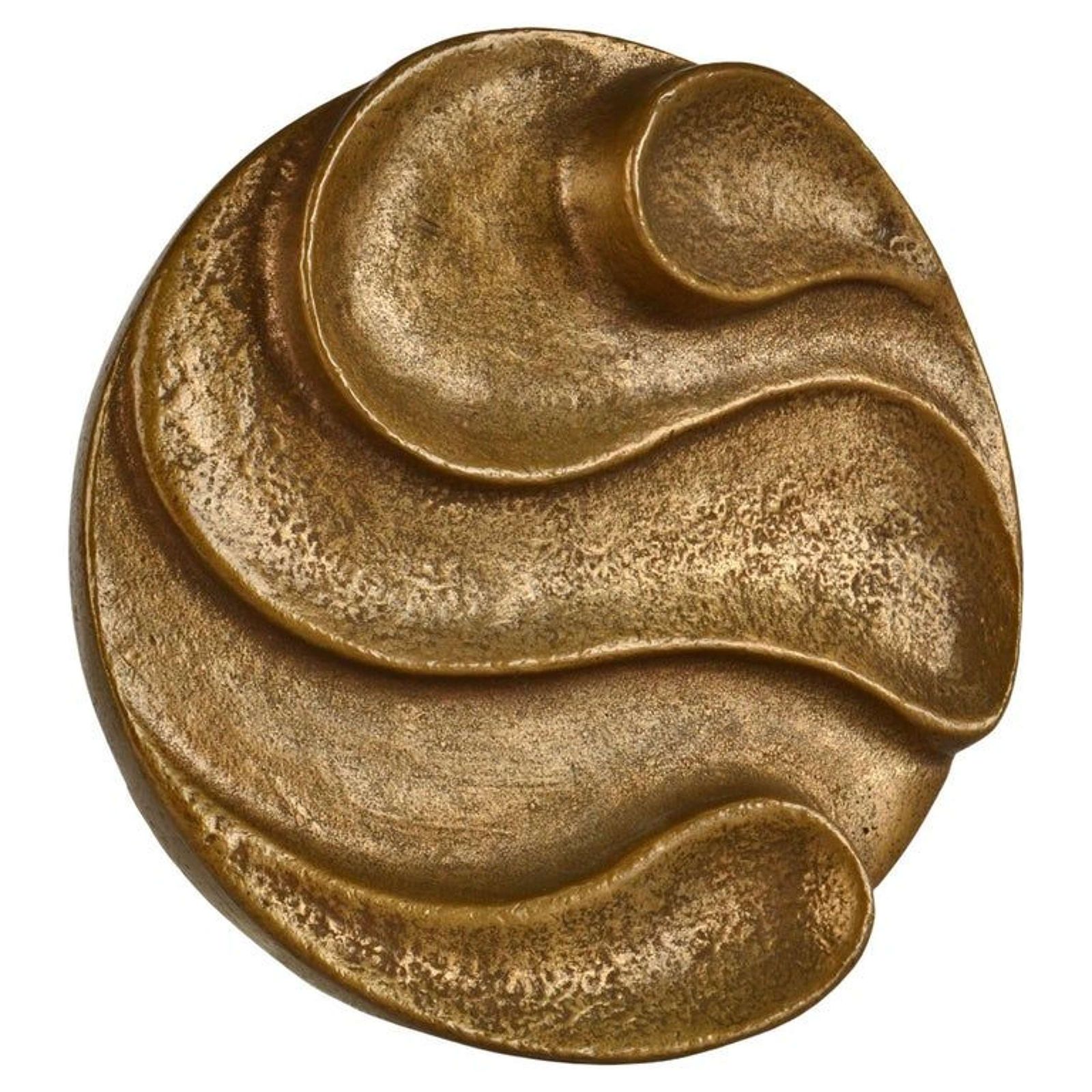 Round Push And Pull Door Handle In Bronze With Curvaceous Relief