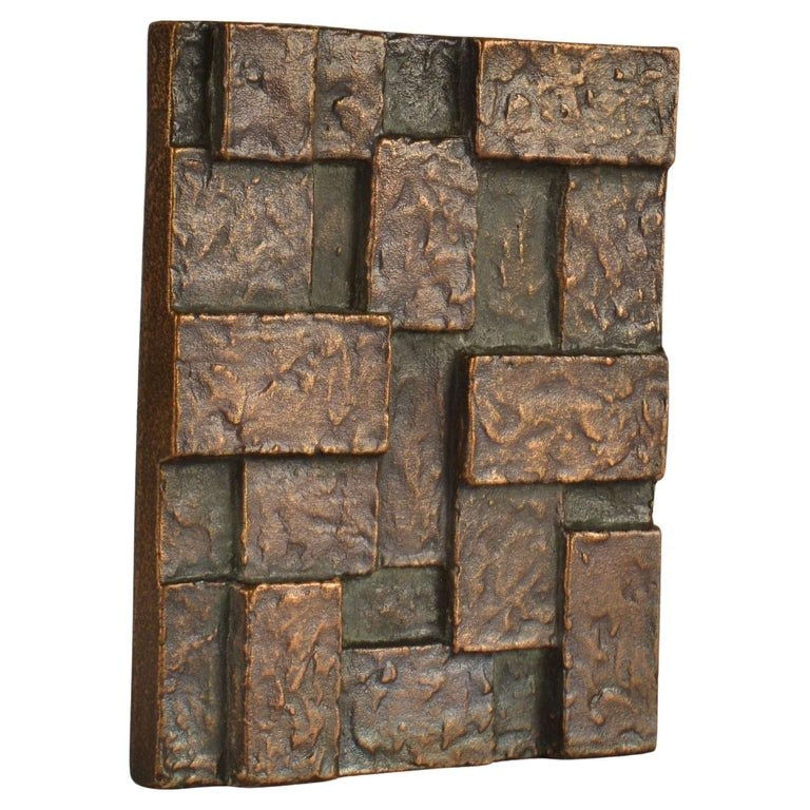 Architectural Push And Pull Door Handle In Bronze With Cubist Relief
